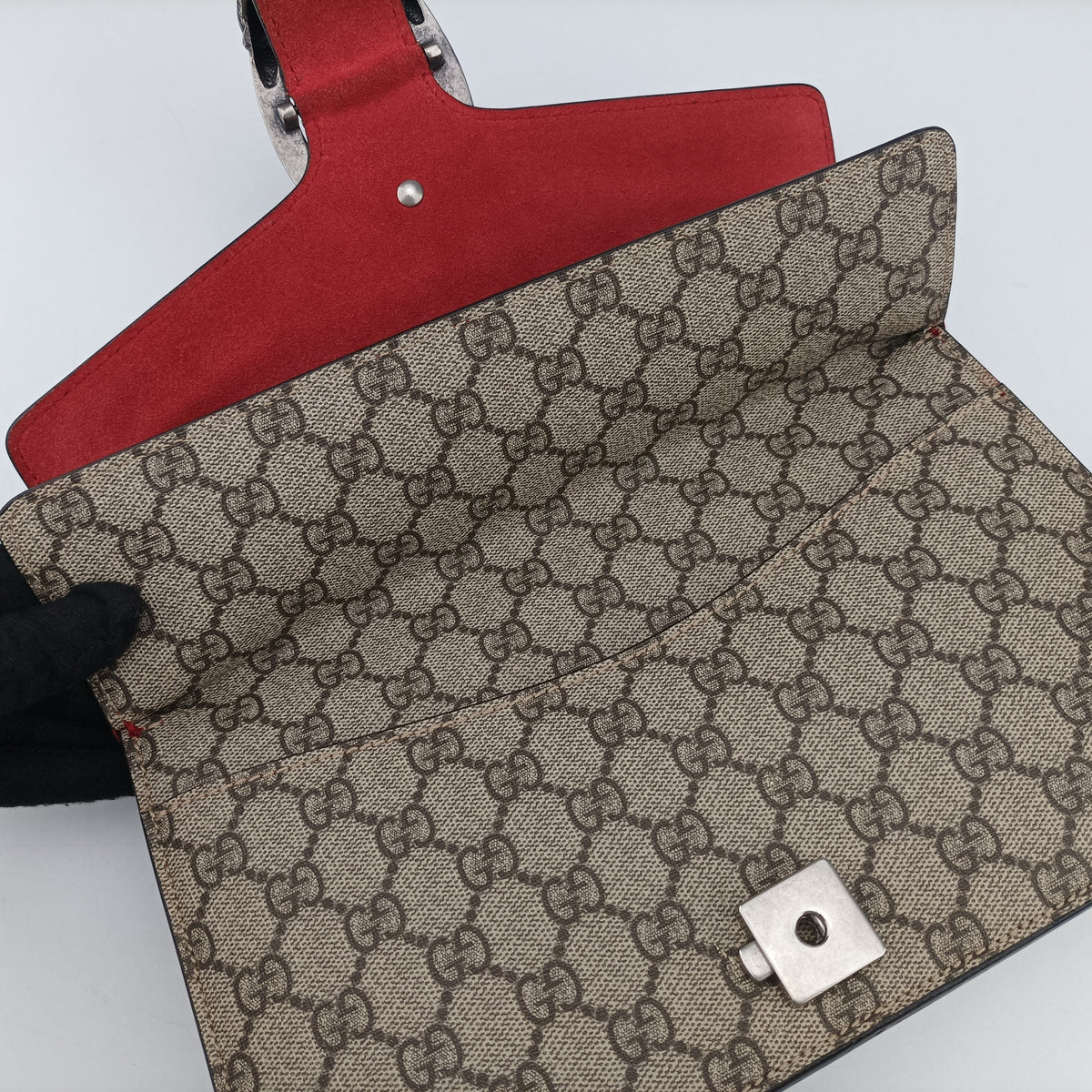 Pre-owned Gucci Dionysus beige×red PVC coated canvas × suede 400249 shoulderbag | stylenewstar