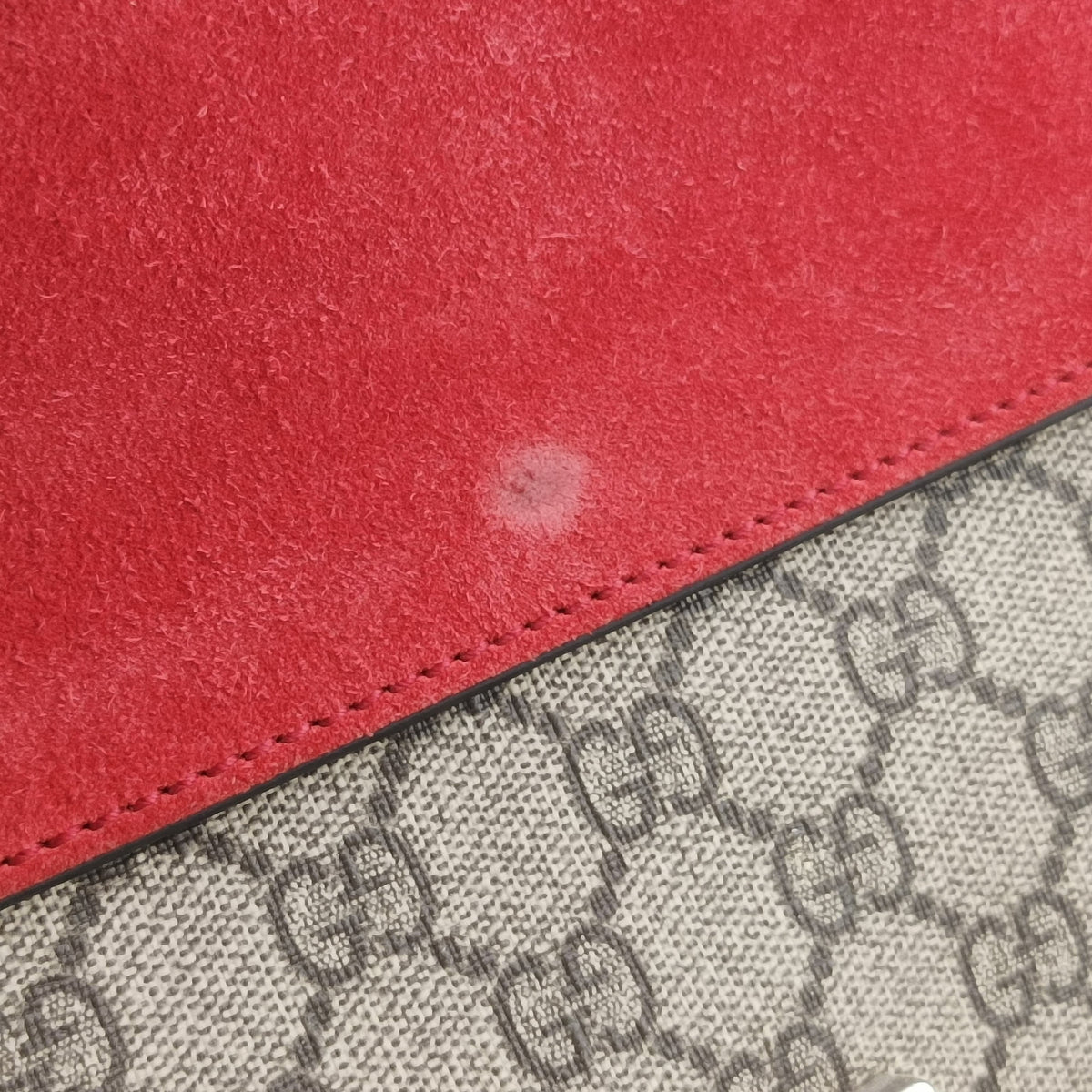 Pre-owned Gucci Dionysus beige×red PVC coated canvas × suede 400249 shoulderbag | stylenewstar