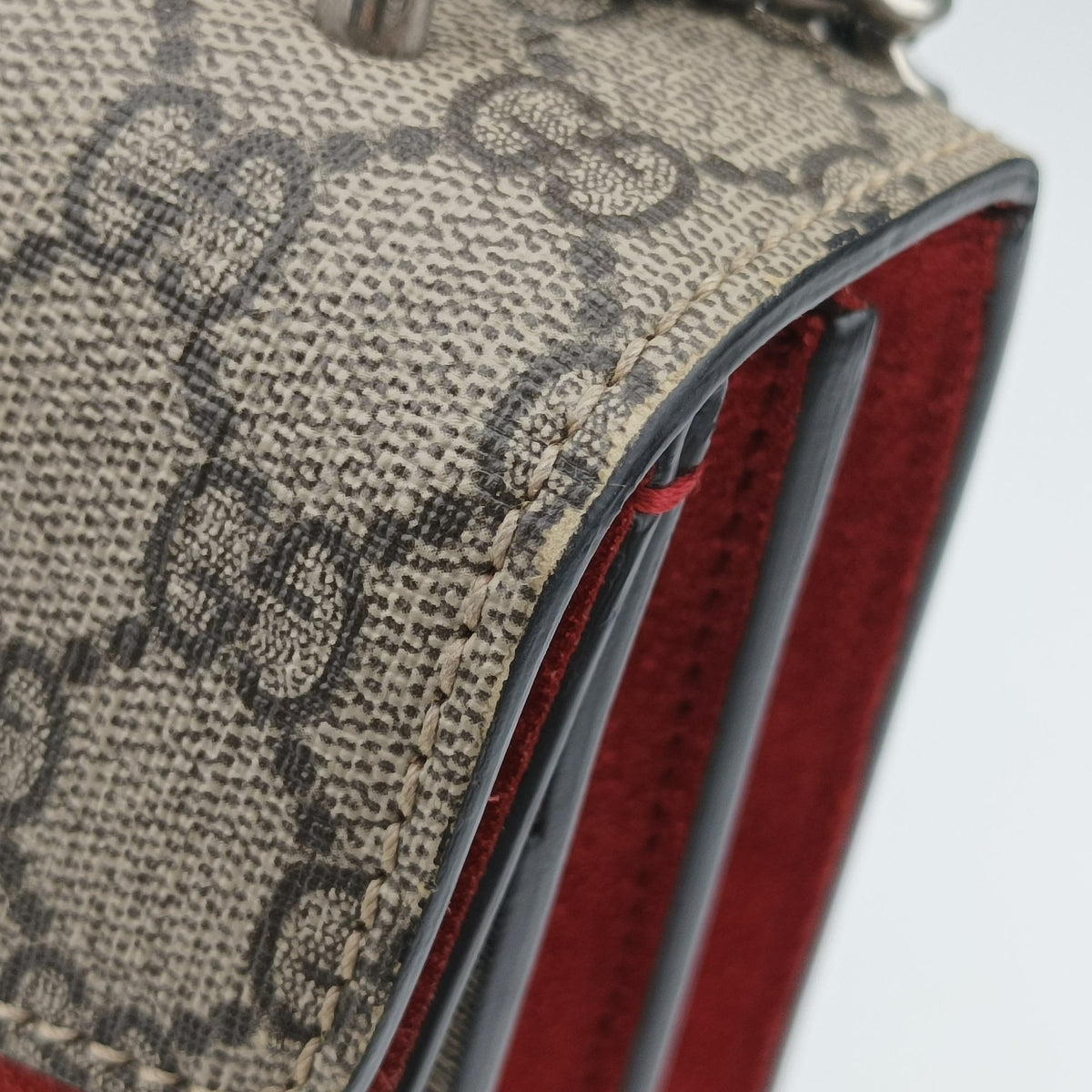 Pre-owned Gucci Dionysus beige×red PVC coated canvas × suede 400249 shoulderbag | stylenewstar