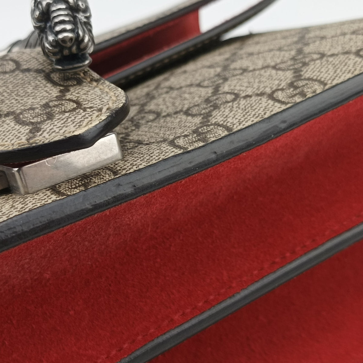 Pre-owned Gucci Dionysus beige×red PVC coated canvas × suede 400249 shoulderbag | stylenewstar