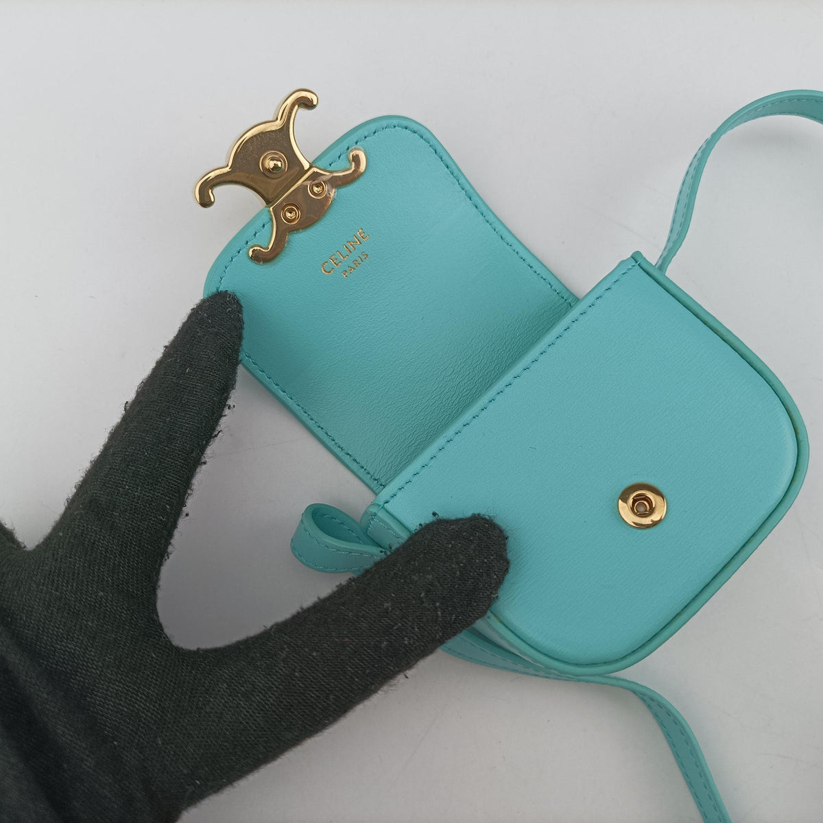 Secondhand Celine Triomphe Blue Leather  shoulderbag | stylenewstar