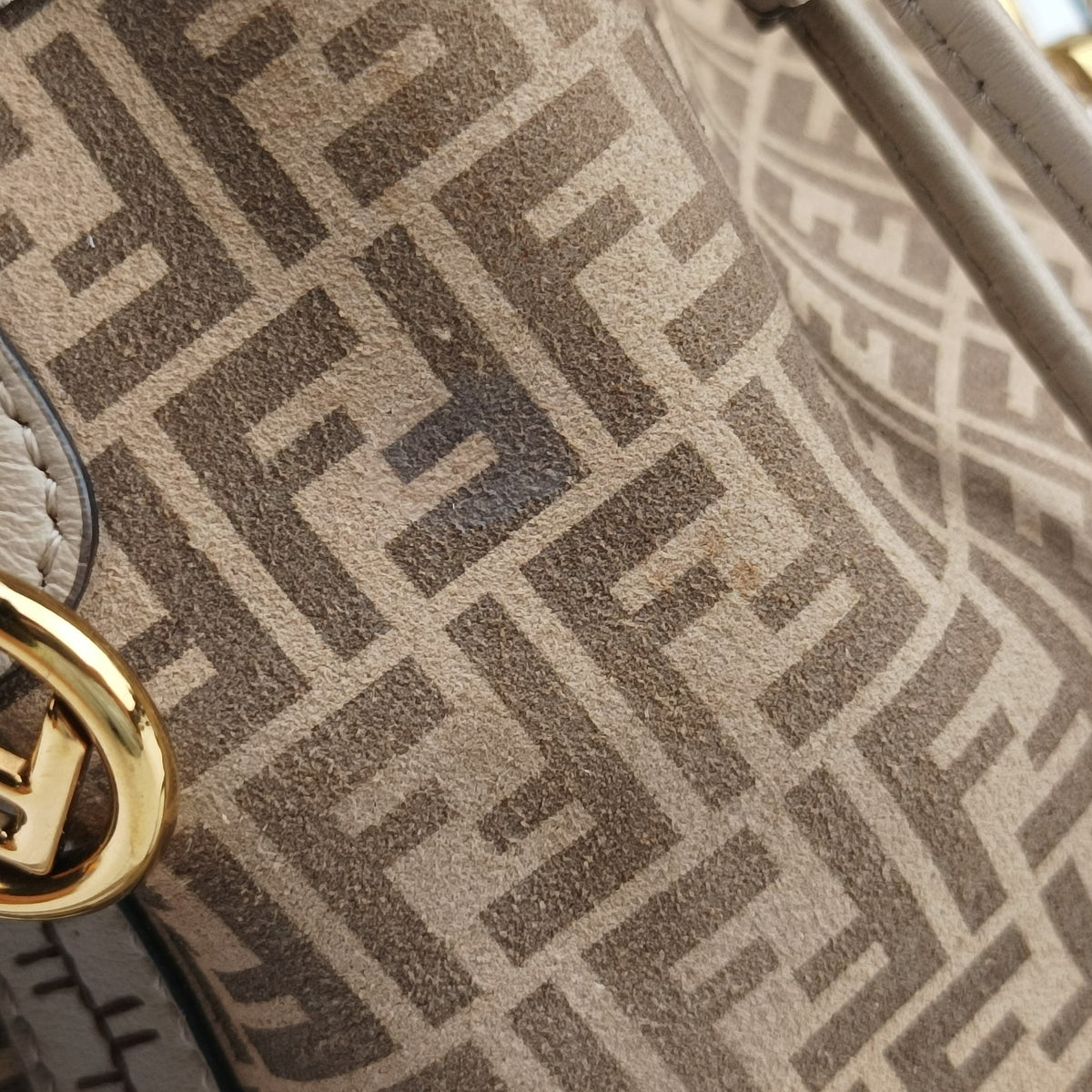Secondhand Fendi Mon Tresor Mini Bucket Beige Leather × Suede 8BS010 shoulderbag | stylenewstar