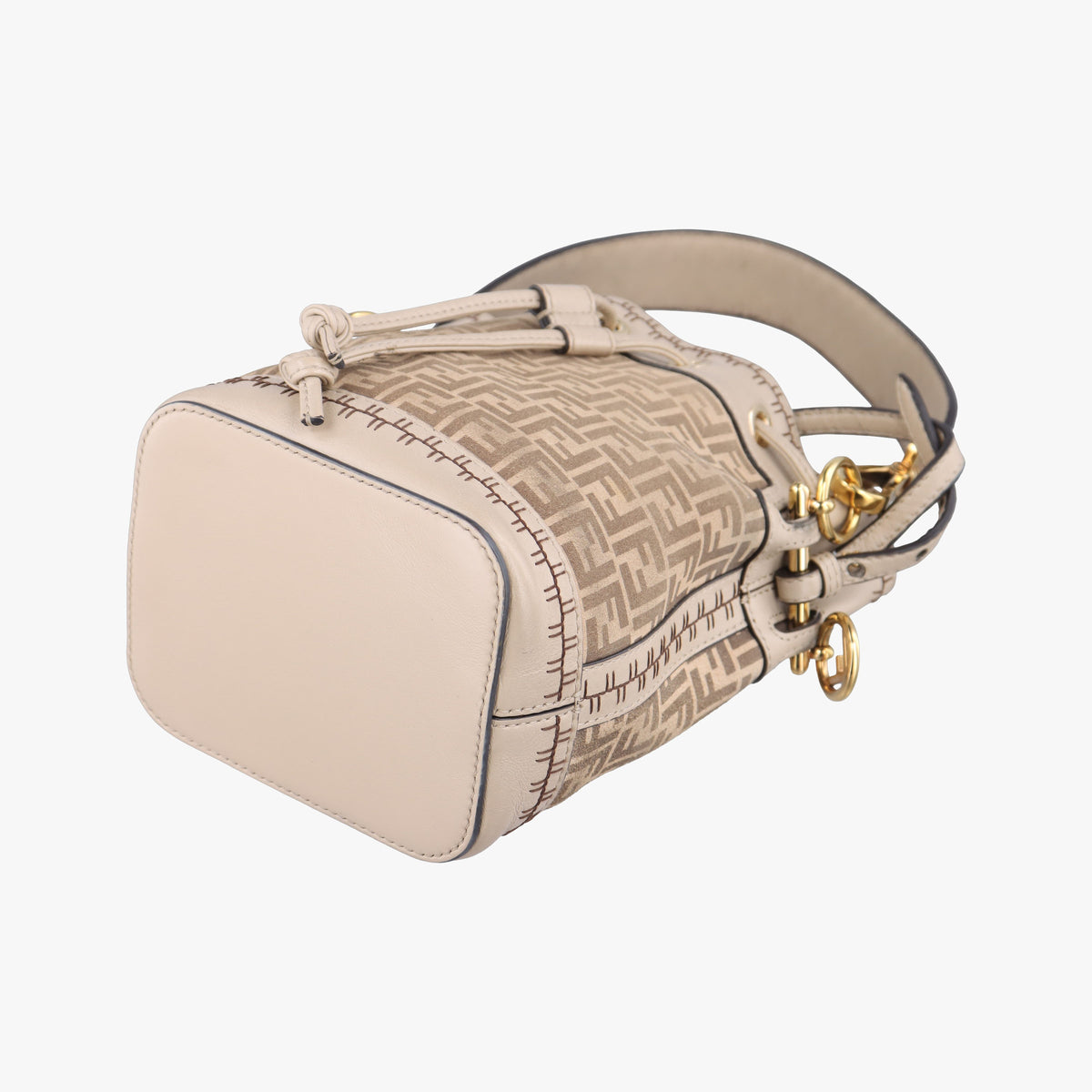 Secondhand Fendi Mon Tresor Mini Bucket Beige Leather × Suede 8BS010 shoulderbag | stylenewstar