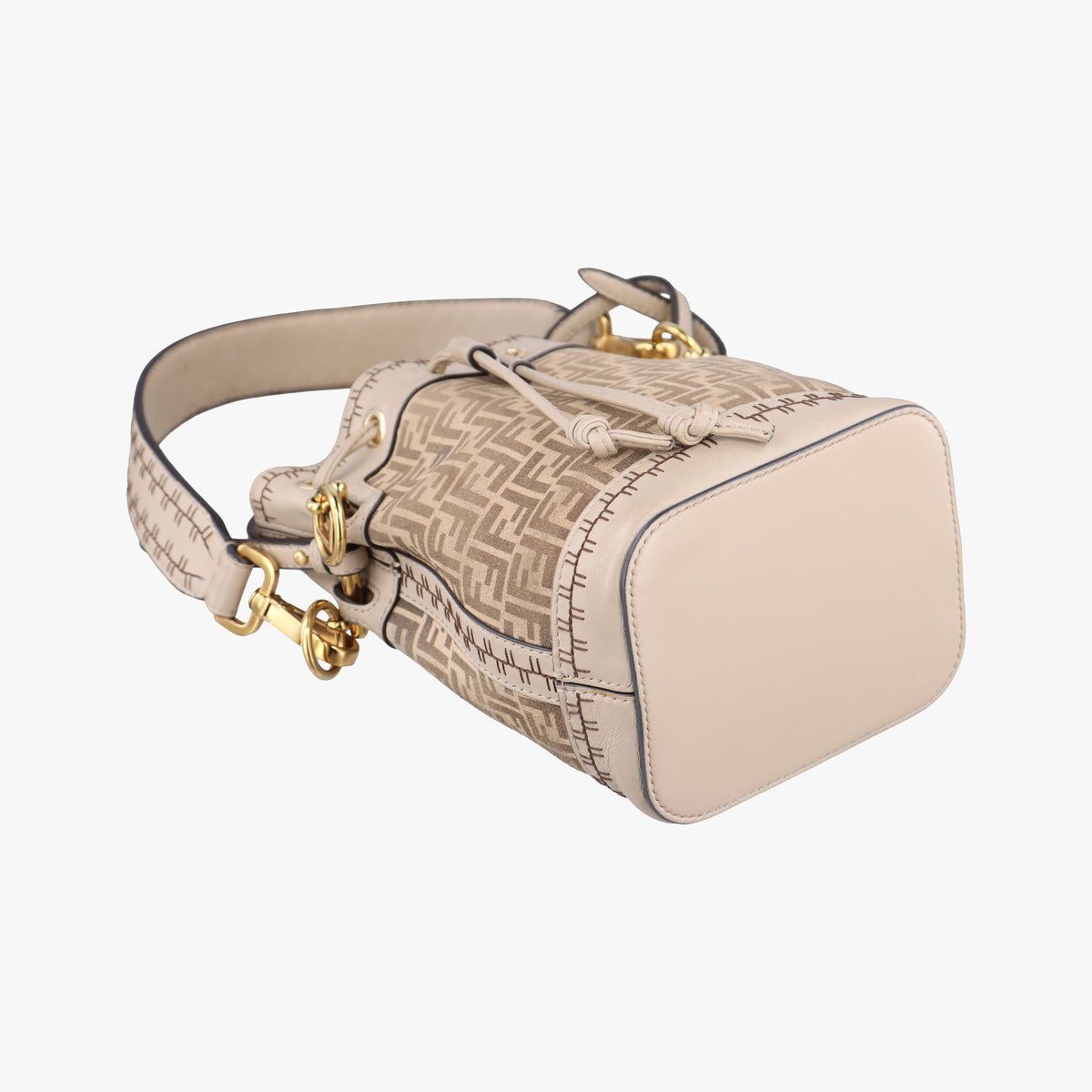 Secondhand Fendi Mon Tresor Mini Bucket Beige Leather × Suede 8BS010 shoulderbag | stylenewstar