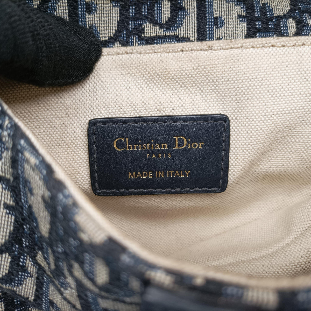 Pre-owned Christian Dior Saddle Navy Jacquard × Leather  handbag | stylenewstar