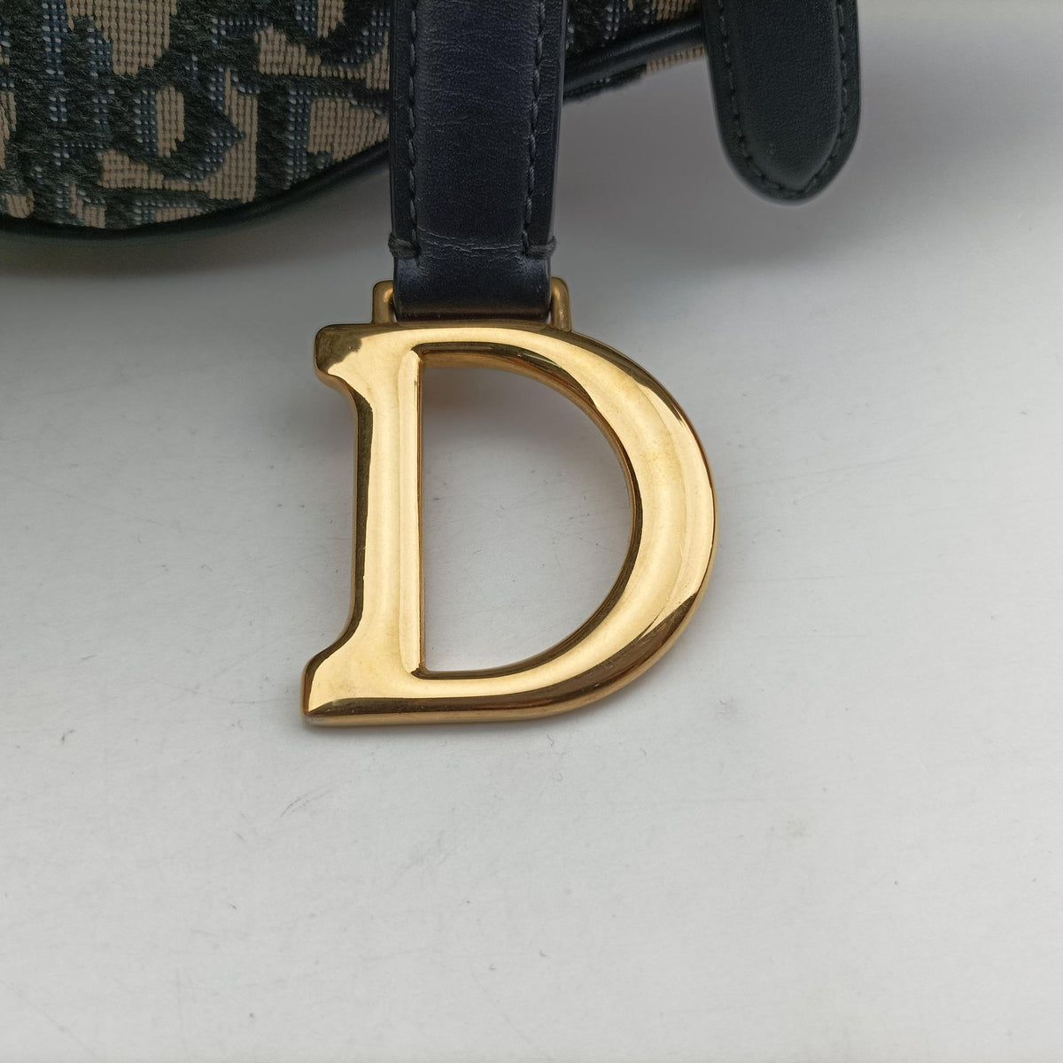 Pre-owned Christian Dior Saddle Navy Jacquard × Leather  handbag | stylenewstar