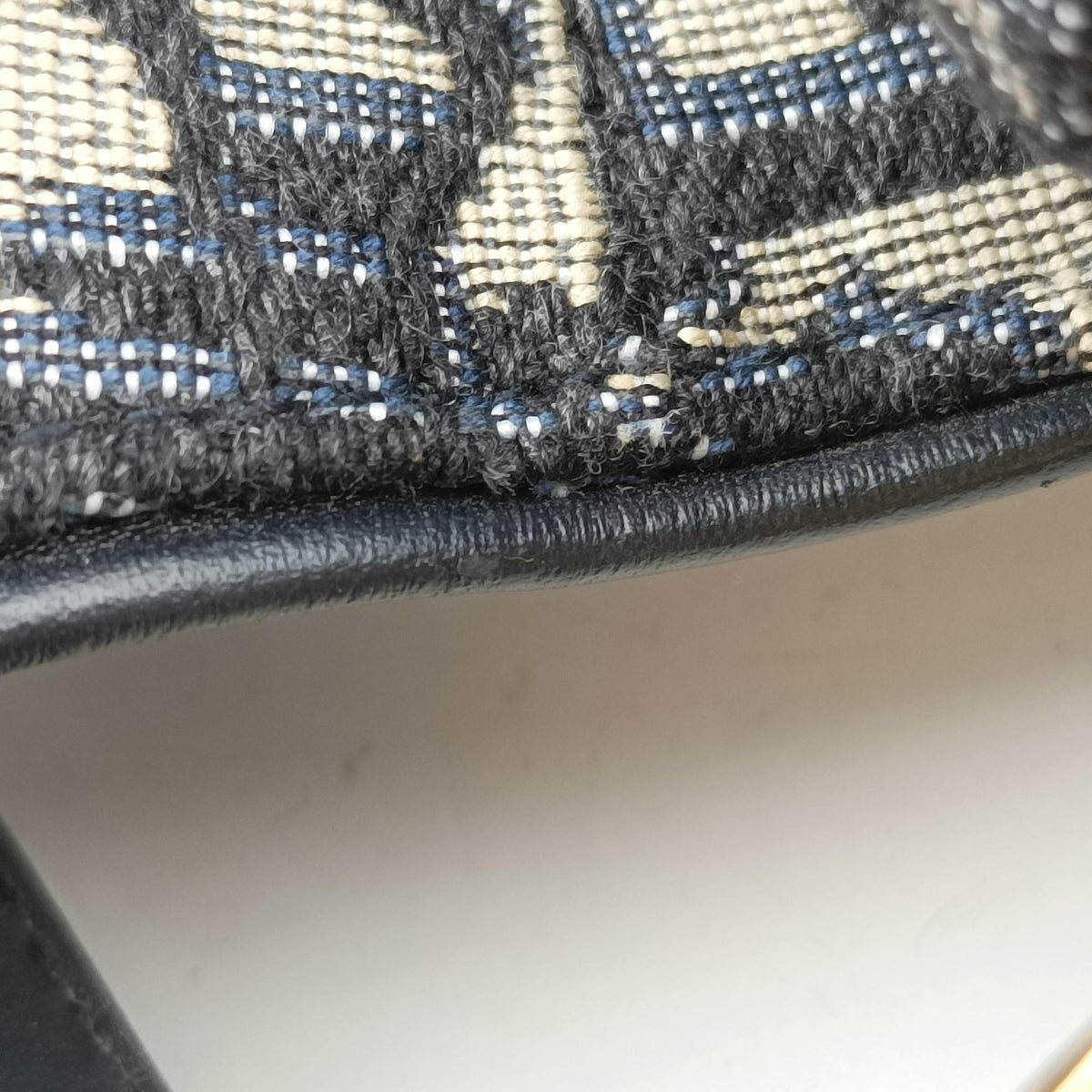 Pre-owned Christian Dior Saddle Navy Jacquard × Leather  handbag | stylenewstar