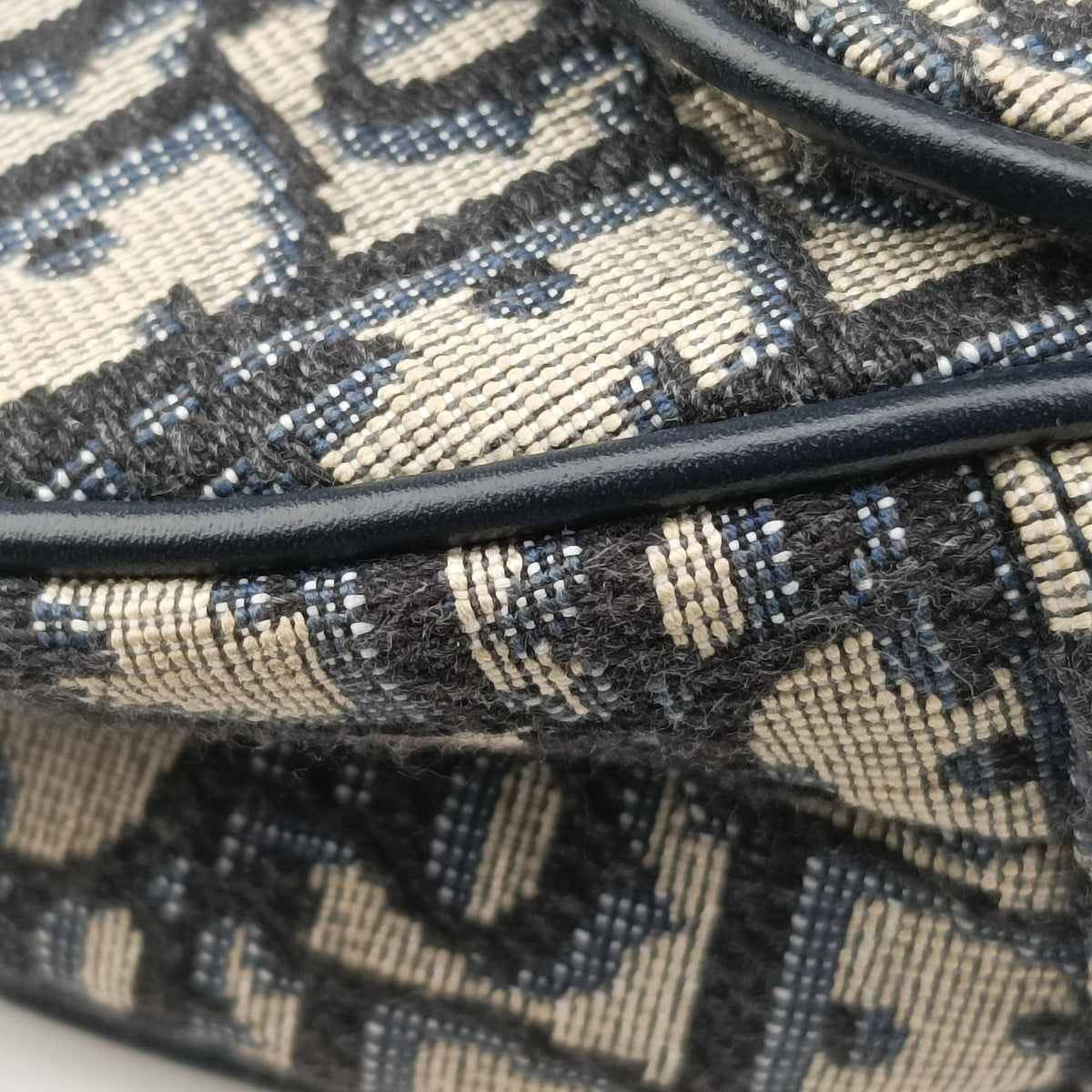 Pre-owned Christian Dior Saddle Navy Jacquard × Leather  handbag | stylenewstar