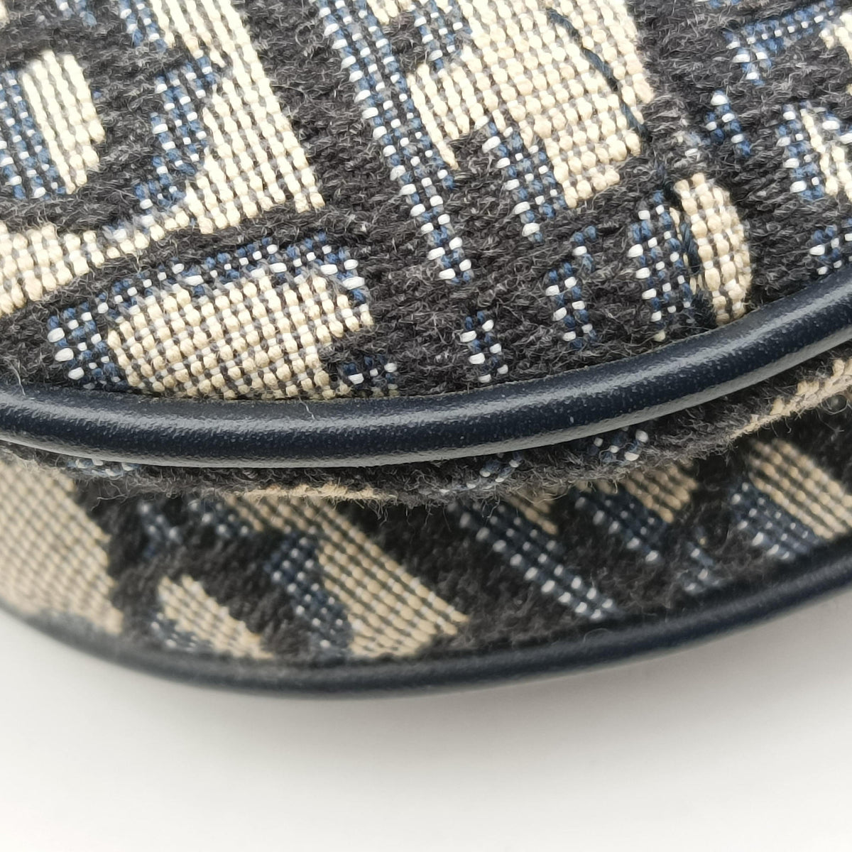 Pre-owned Christian Dior Saddle Navy Jacquard × Leather  handbag | stylenewstar