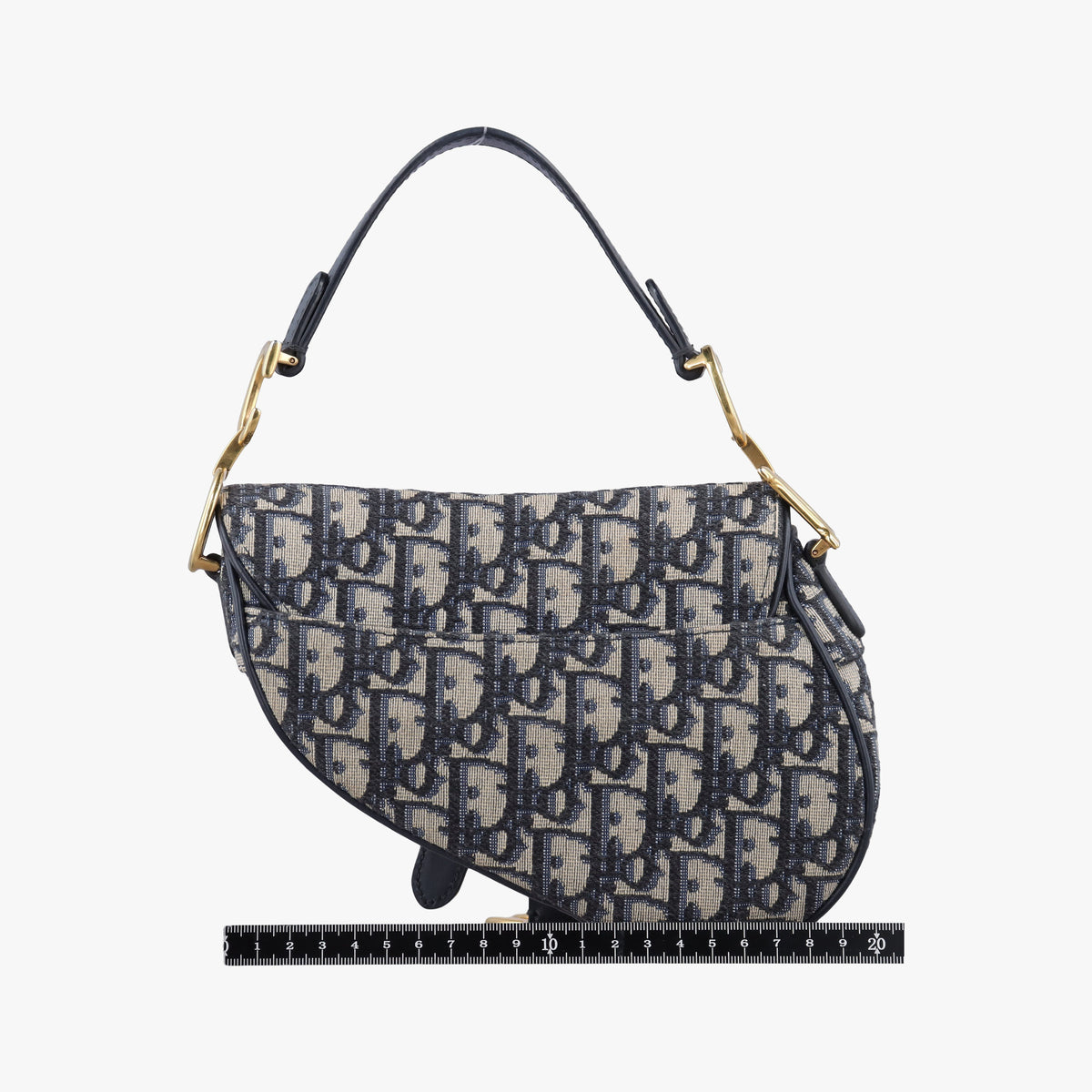 Pre-owned Christian Dior Saddle Navy Jacquard × Leather  handbag | stylenewstar
