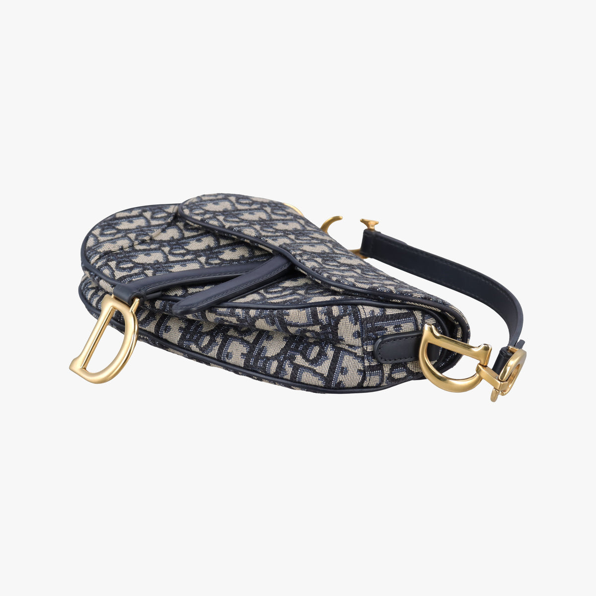 Pre-owned Christian Dior Saddle Navy Jacquard × Leather  handbag | stylenewstar