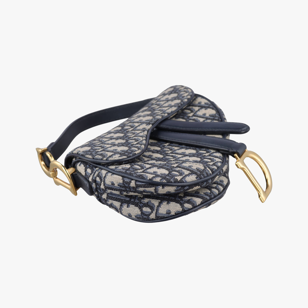 Pre-owned Christian Dior Saddle Navy Jacquard × Leather  handbag | stylenewstar