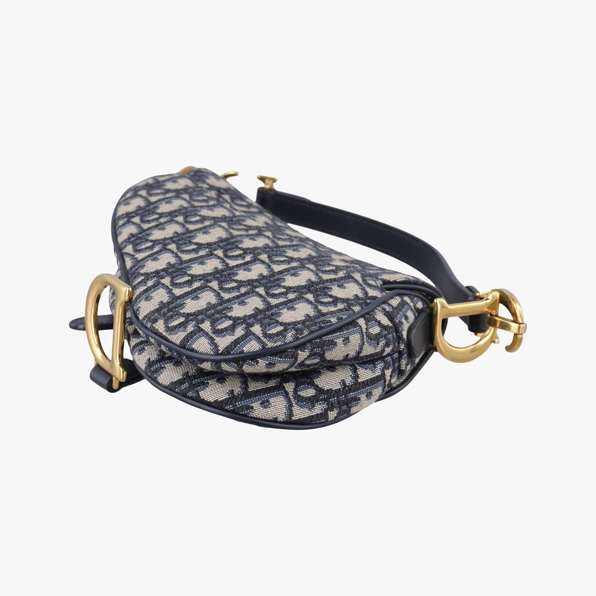 Pre-owned Christian Dior Saddle Navy Jacquard × Leather  handbag | stylenewstar
