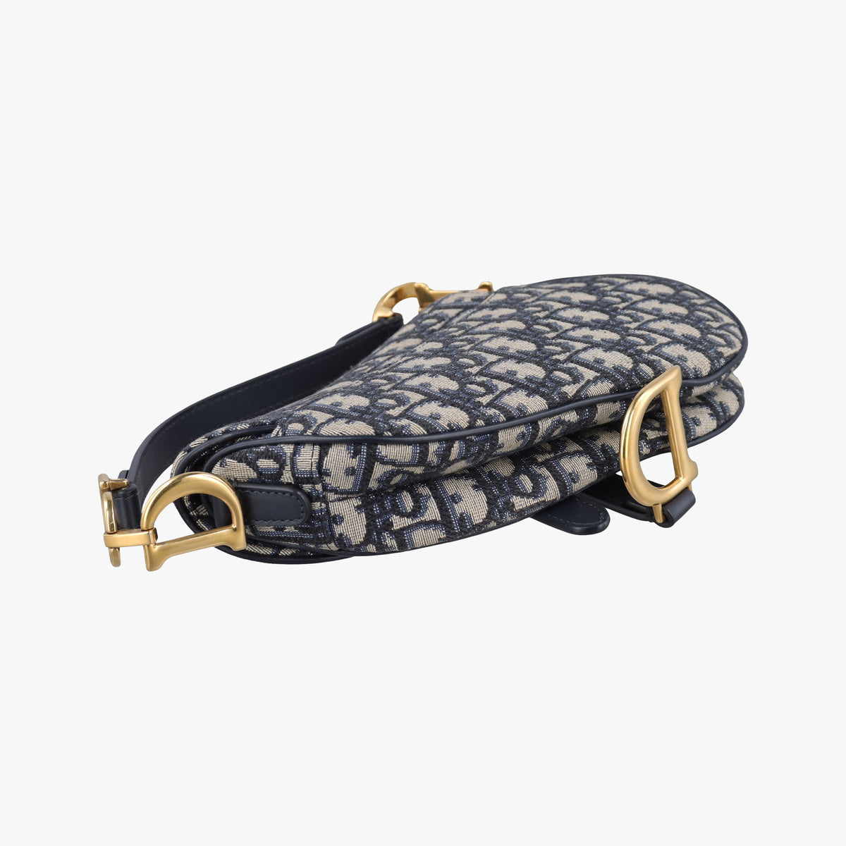 Pre-owned Christian Dior Saddle Navy Jacquard × Leather  handbag | stylenewstar
