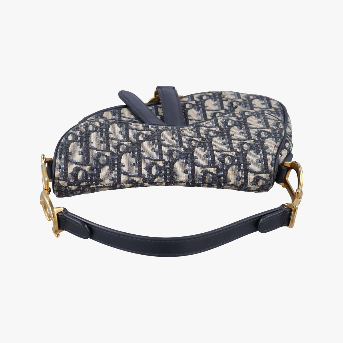 Pre-owned Christian Dior Saddle Navy Jacquard × Leather  handbag | stylenewstar