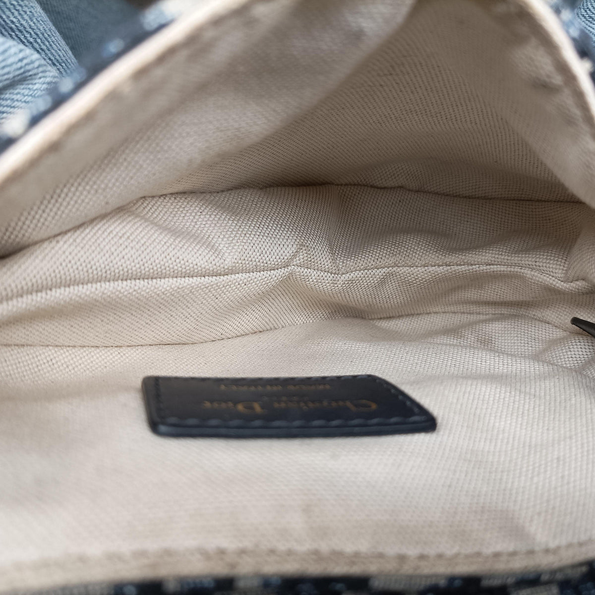 Pre-owned Christian Dior Saddle Navy Jacquard × Leather  handbag | stylenewstar