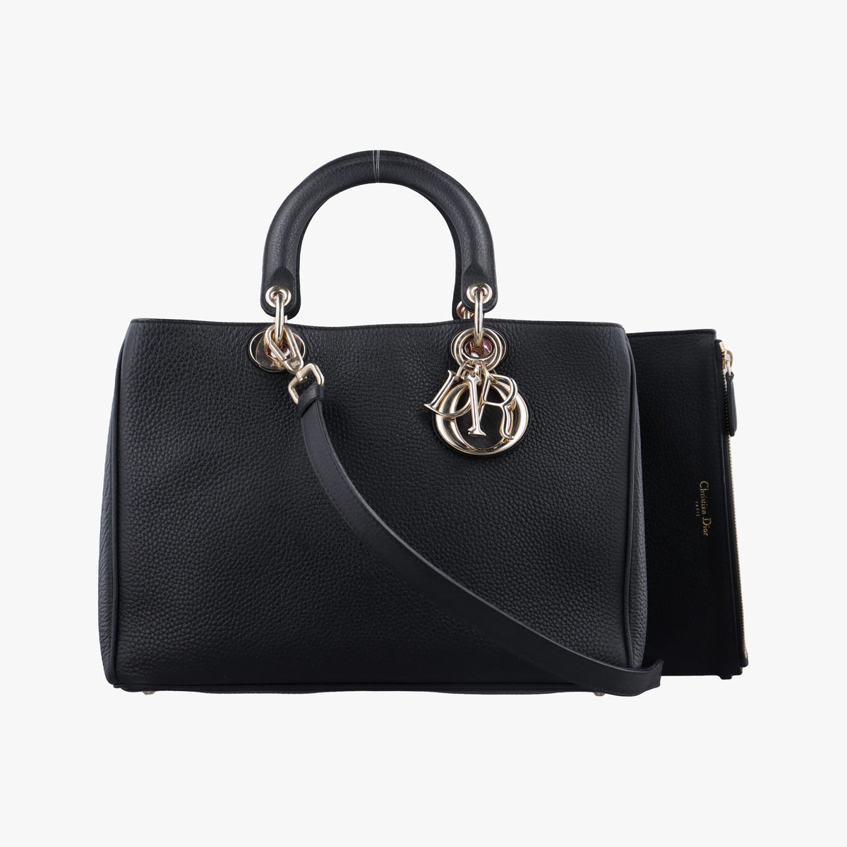 Pre-owned Christian Dior Diorissimo Black Leather  shoulderbag | stylenewstar