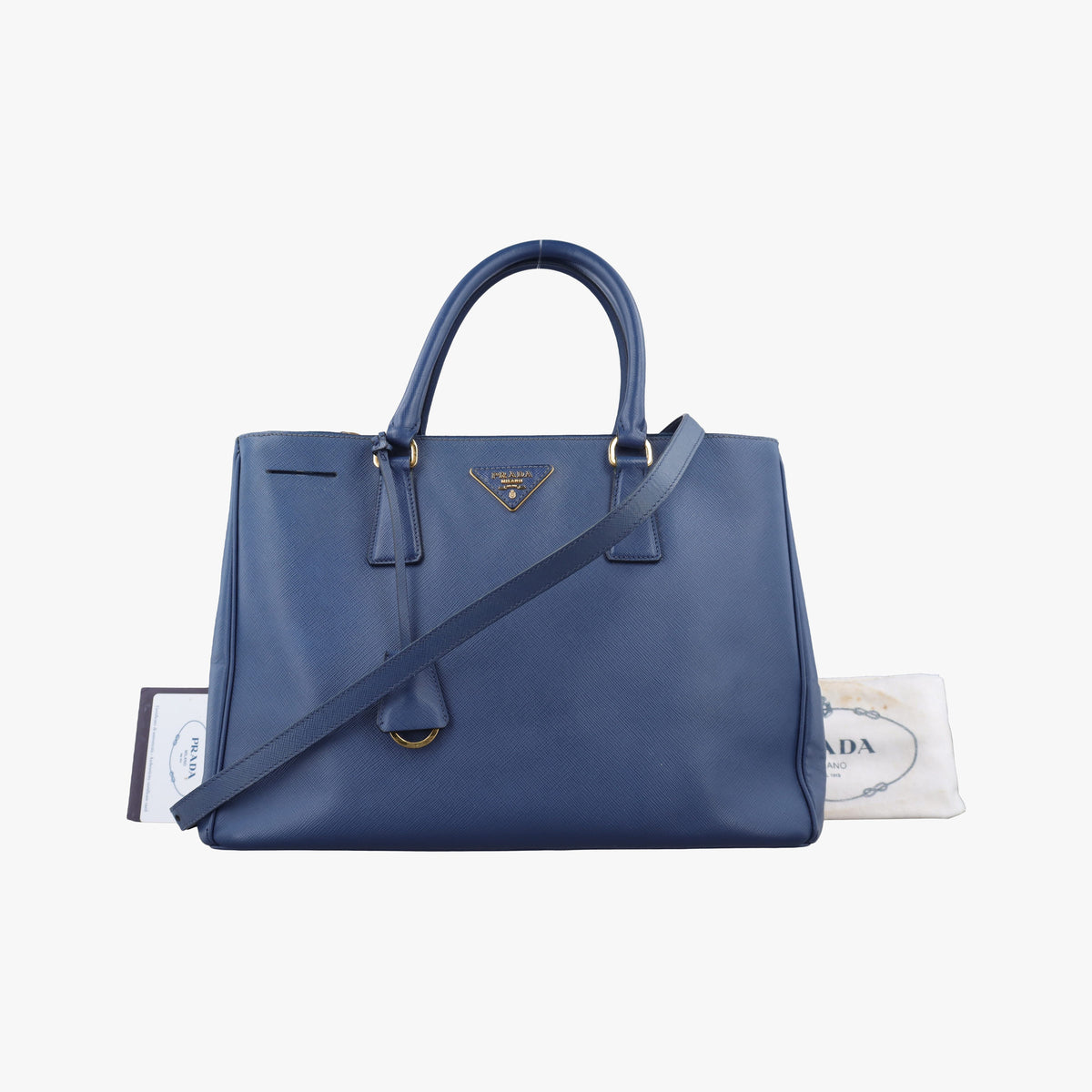 Pre-owned Prada Galleria Blue SAFFIANO Leather BN2274 shoulderbag | stylenewstar