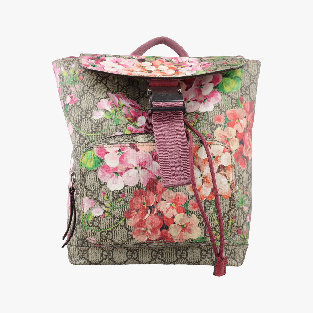 Pre-owned Gucci GG Blooms Brown PVC coated canvas 410544 backpack/rucksack | stylenewstar