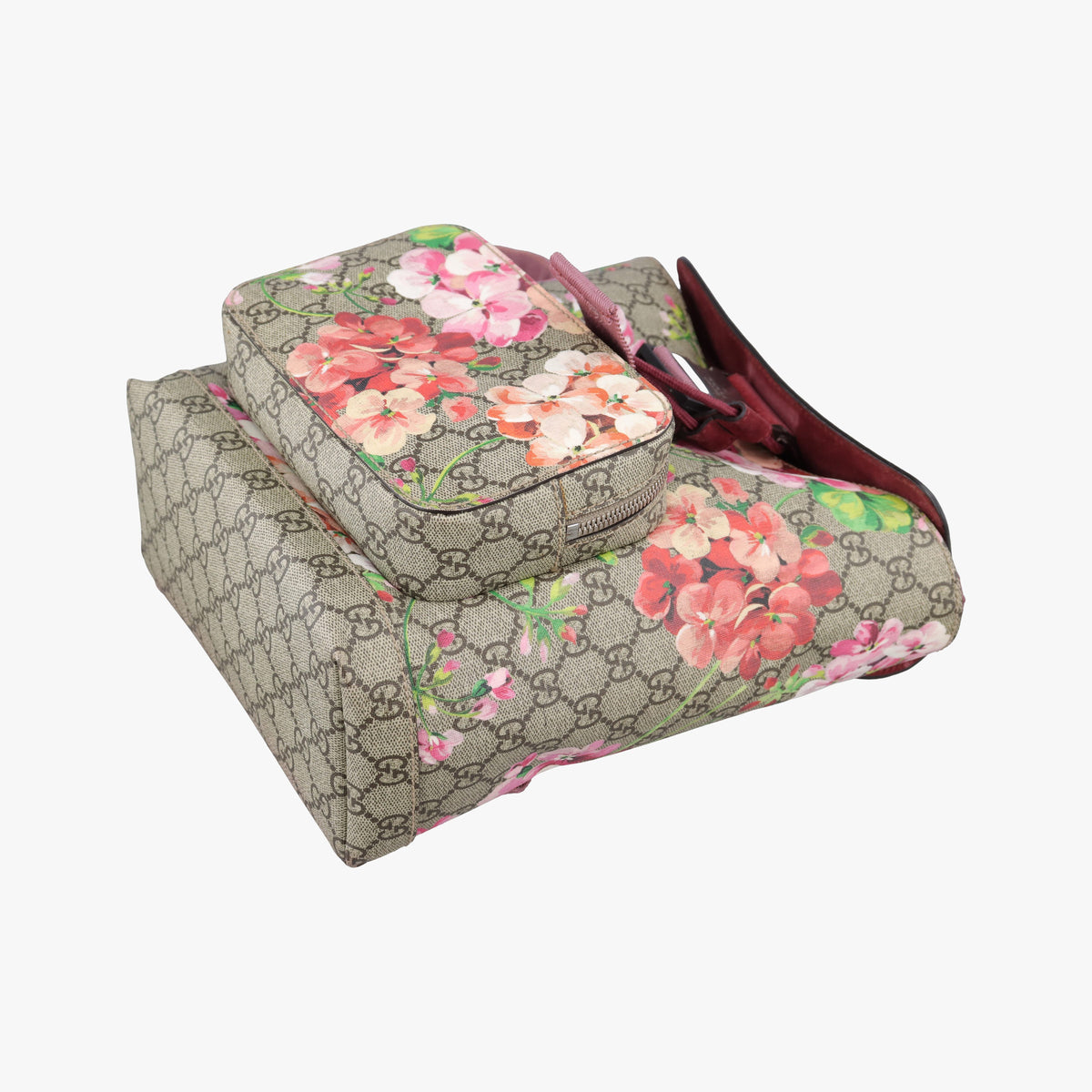 Pre-owned Gucci GG Blooms Brown PVC coated canvas 410544 backpack/rucksack | stylenewstar