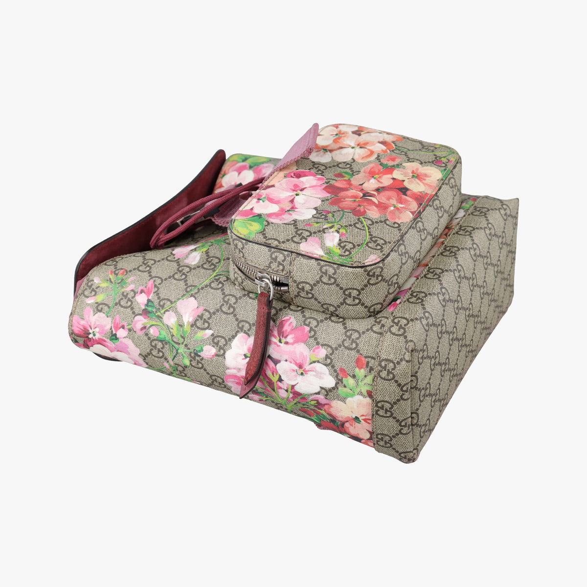 Pre-owned Gucci GG Blooms Brown PVC coated canvas 410544 backpack/rucksack | stylenewstar