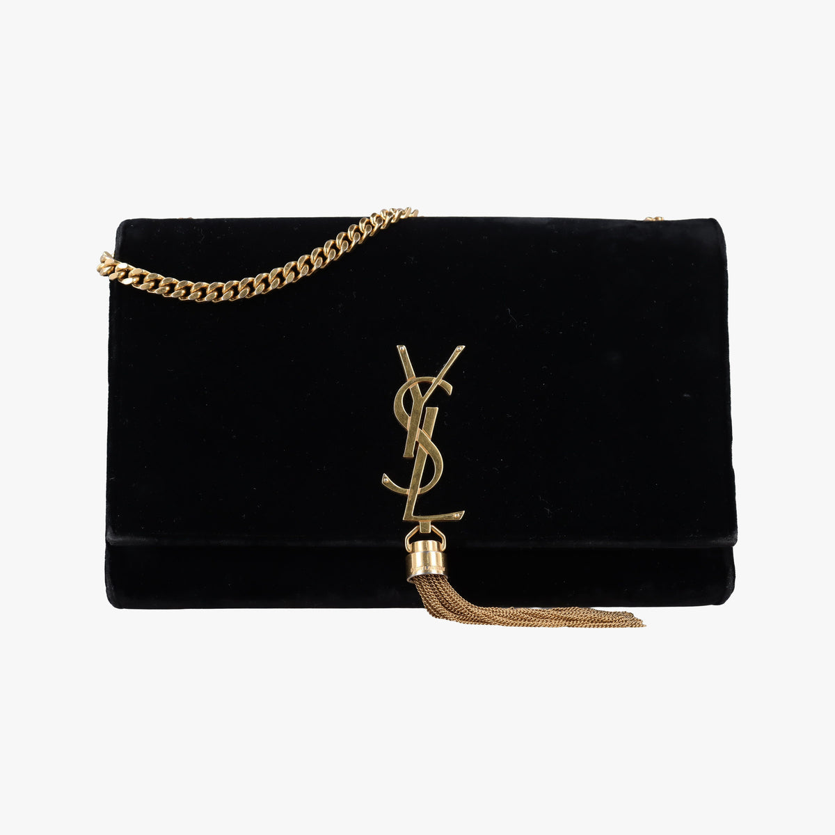Pre-owned Yves Saint Laurent KATE Black velour 354119 shoulderbag | stylenewstar