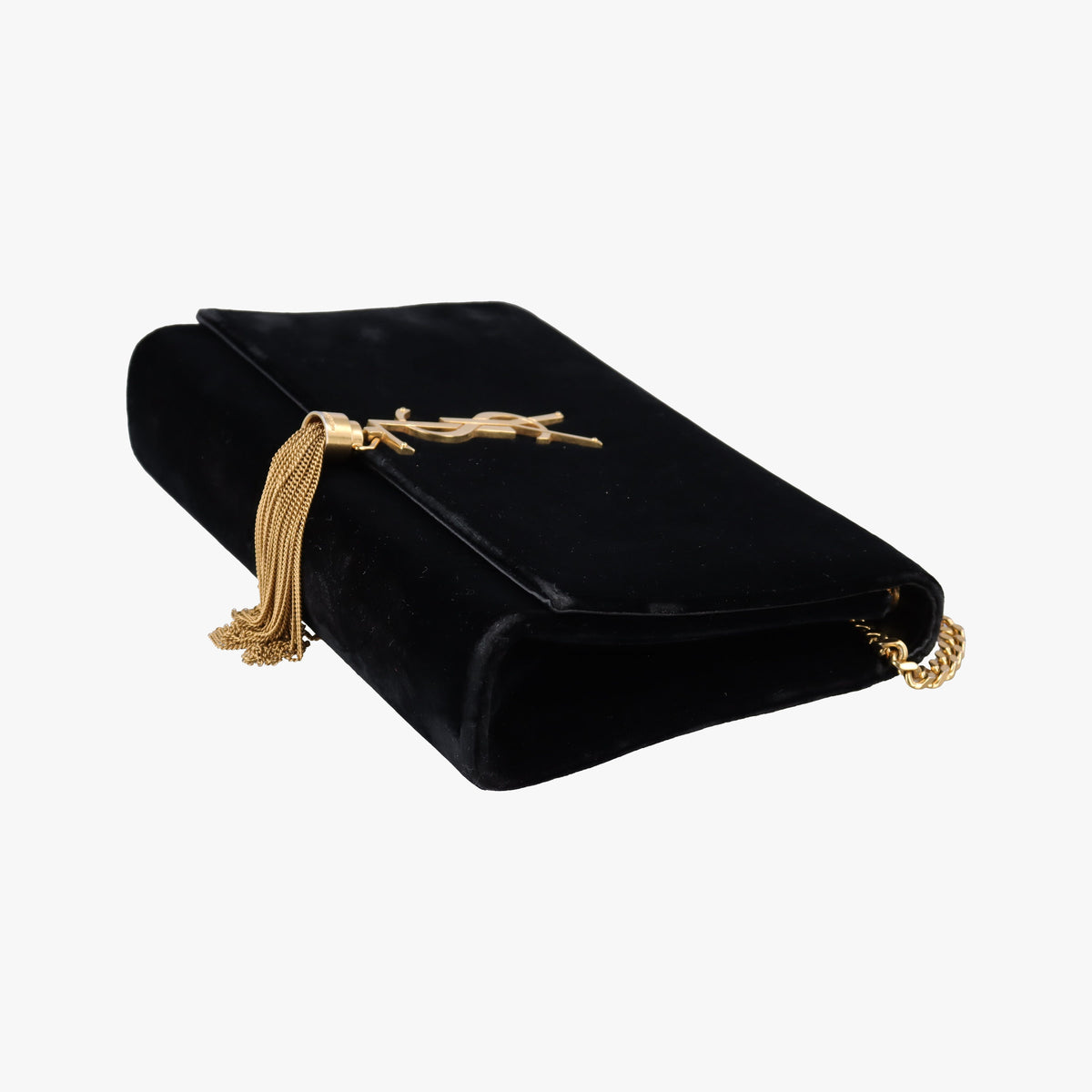 Pre-owned Yves Saint Laurent KATE Black velour 354119 shoulderbag | stylenewstar