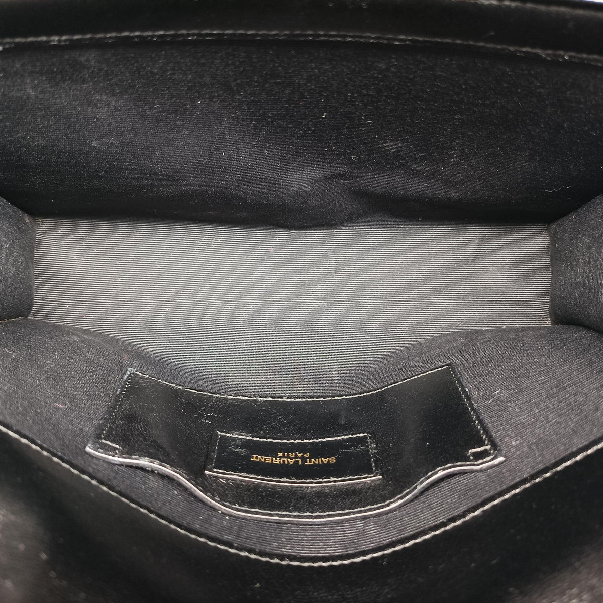 Pre-owned Yves Saint Laurent KATE Black velour 354119 shoulderbag | stylenewstar