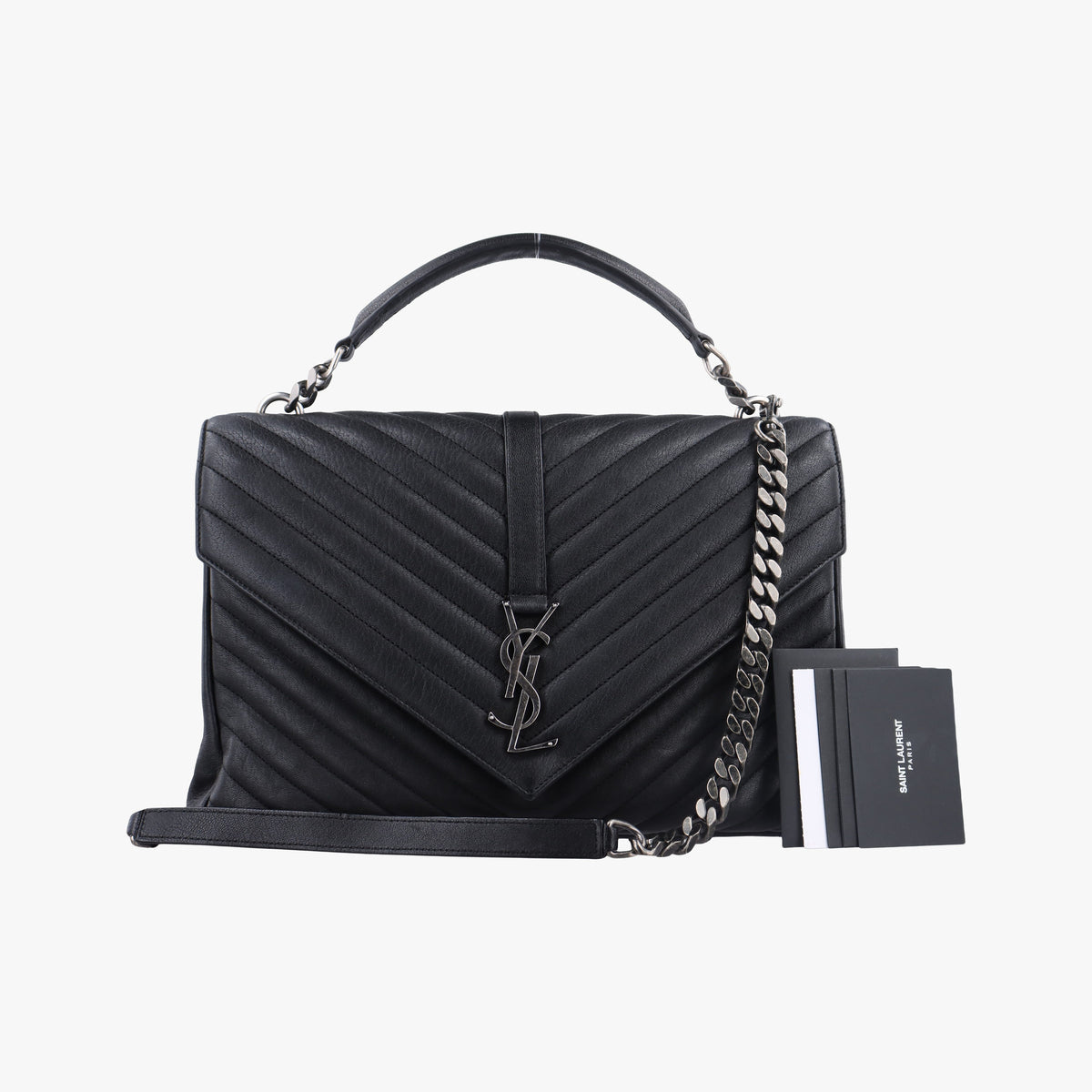 Secondhand Yves Saint Laurent COLLEGE Black leather 487212 shoulderbag | stylenewstar