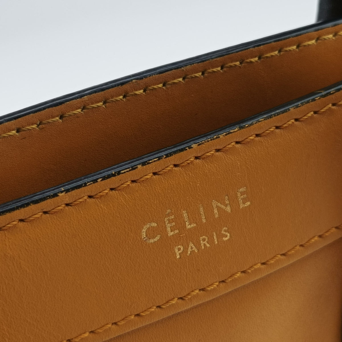 Pre-owned Celine luggage nano shopper Yellow×black Leather  shoulderbag | stylenewstar