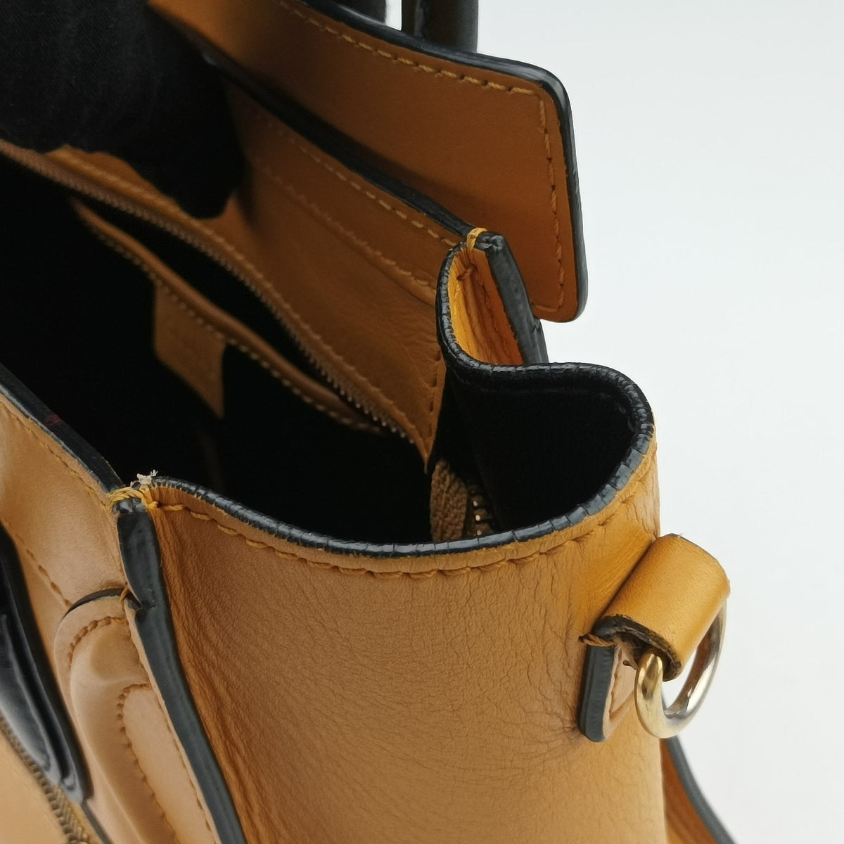 Pre-owned Celine luggage nano shopper Yellow×black Leather  shoulderbag | stylenewstar