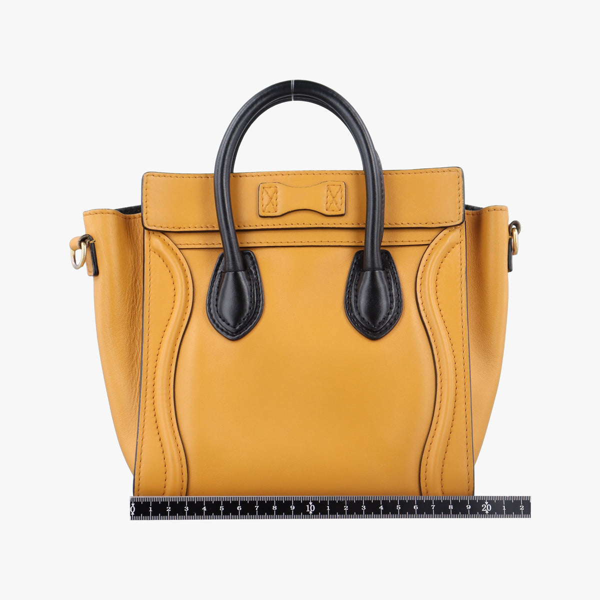 Pre-owned Celine luggage nano shopper Yellow×black Leather  shoulderbag | stylenewstar