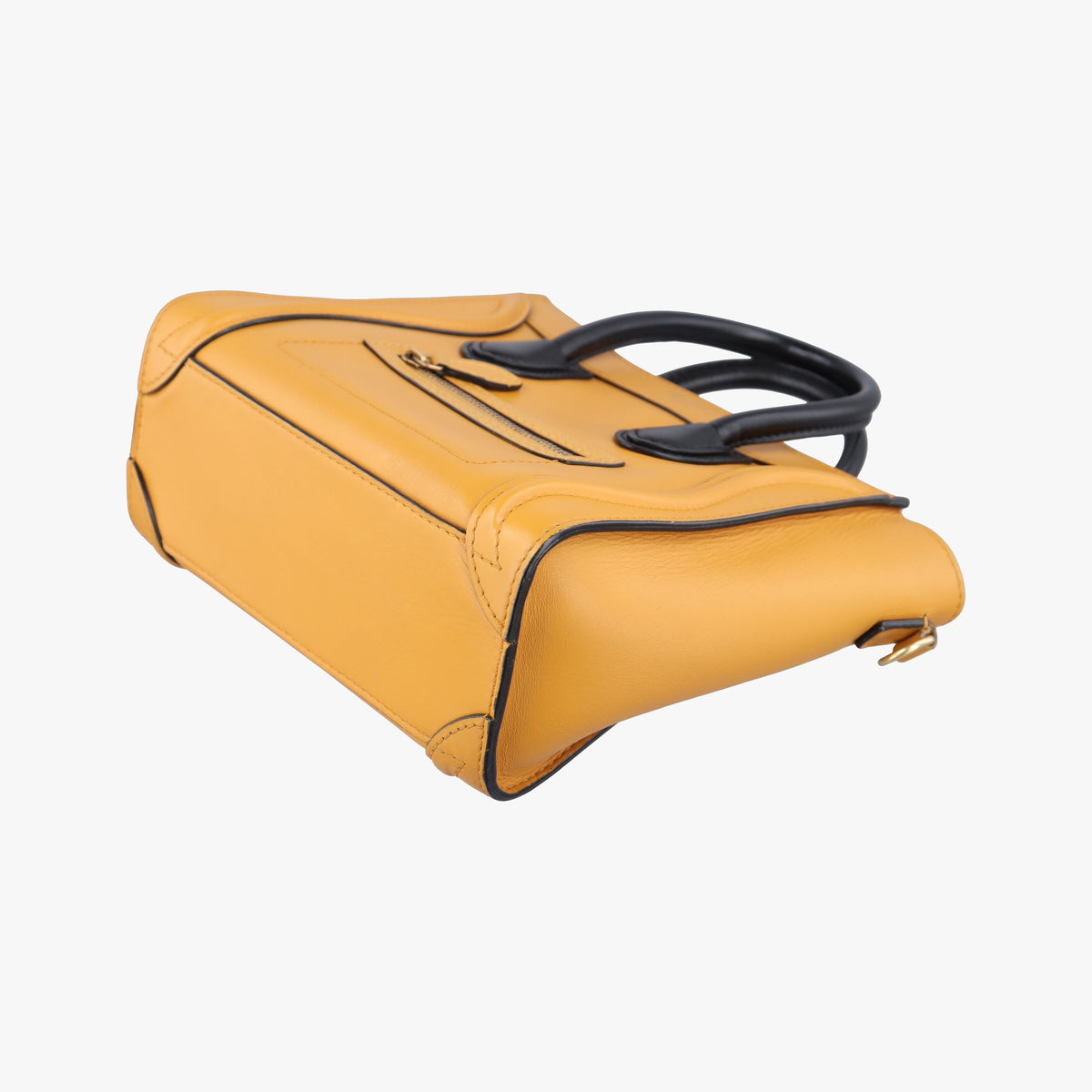 Pre-owned Celine luggage nano shopper Yellow×black Leather  shoulderbag | stylenewstar