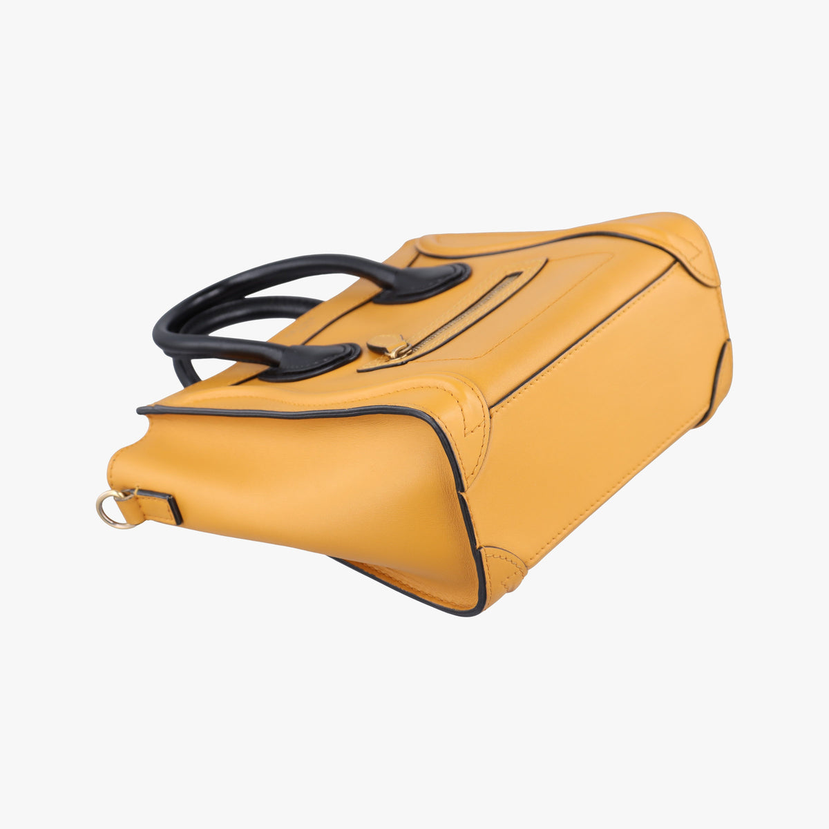 Pre-owned Celine luggage nano shopper Yellow×black Leather  shoulderbag | stylenewstar