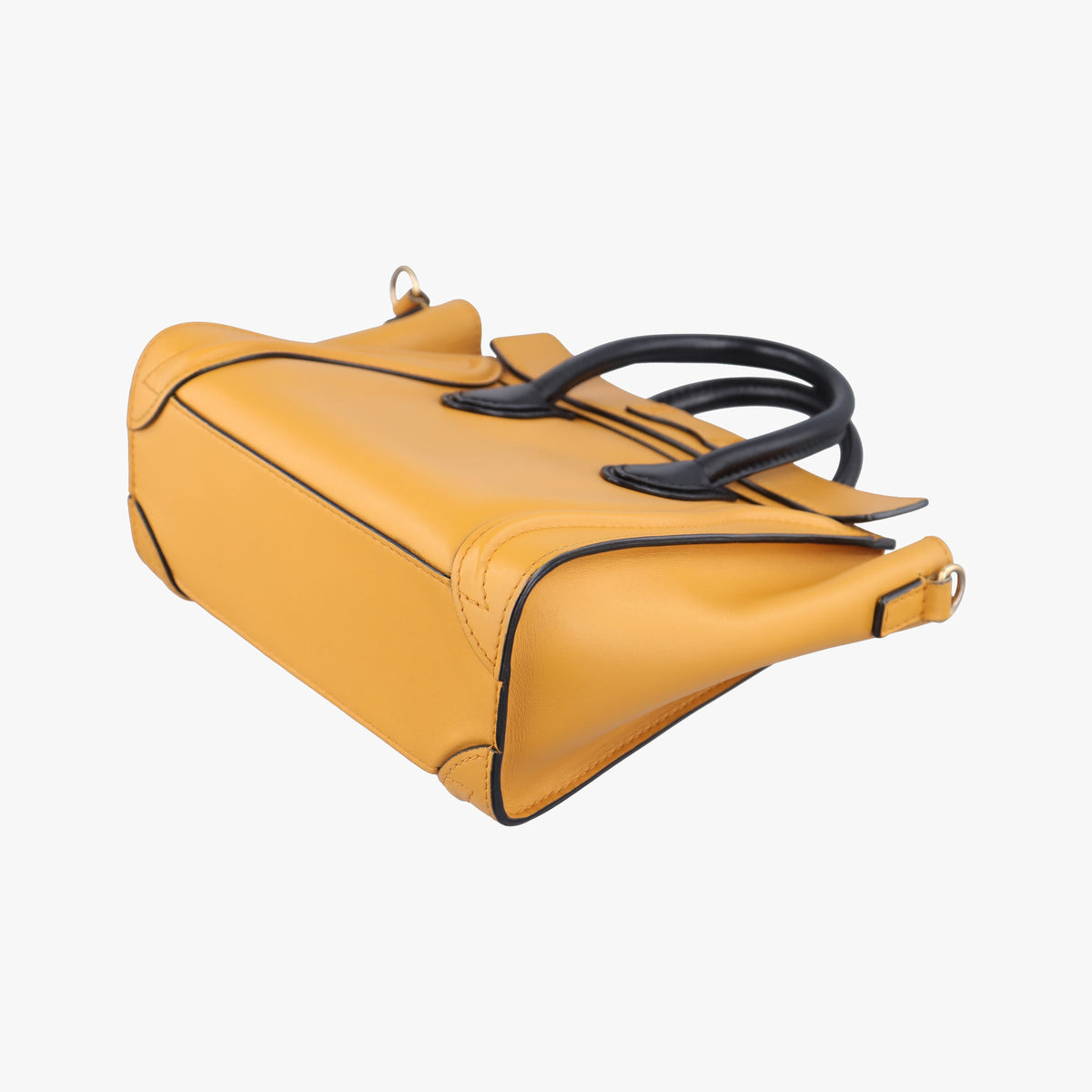 Pre-owned Celine luggage nano shopper Yellow×black Leather  shoulderbag | stylenewstar