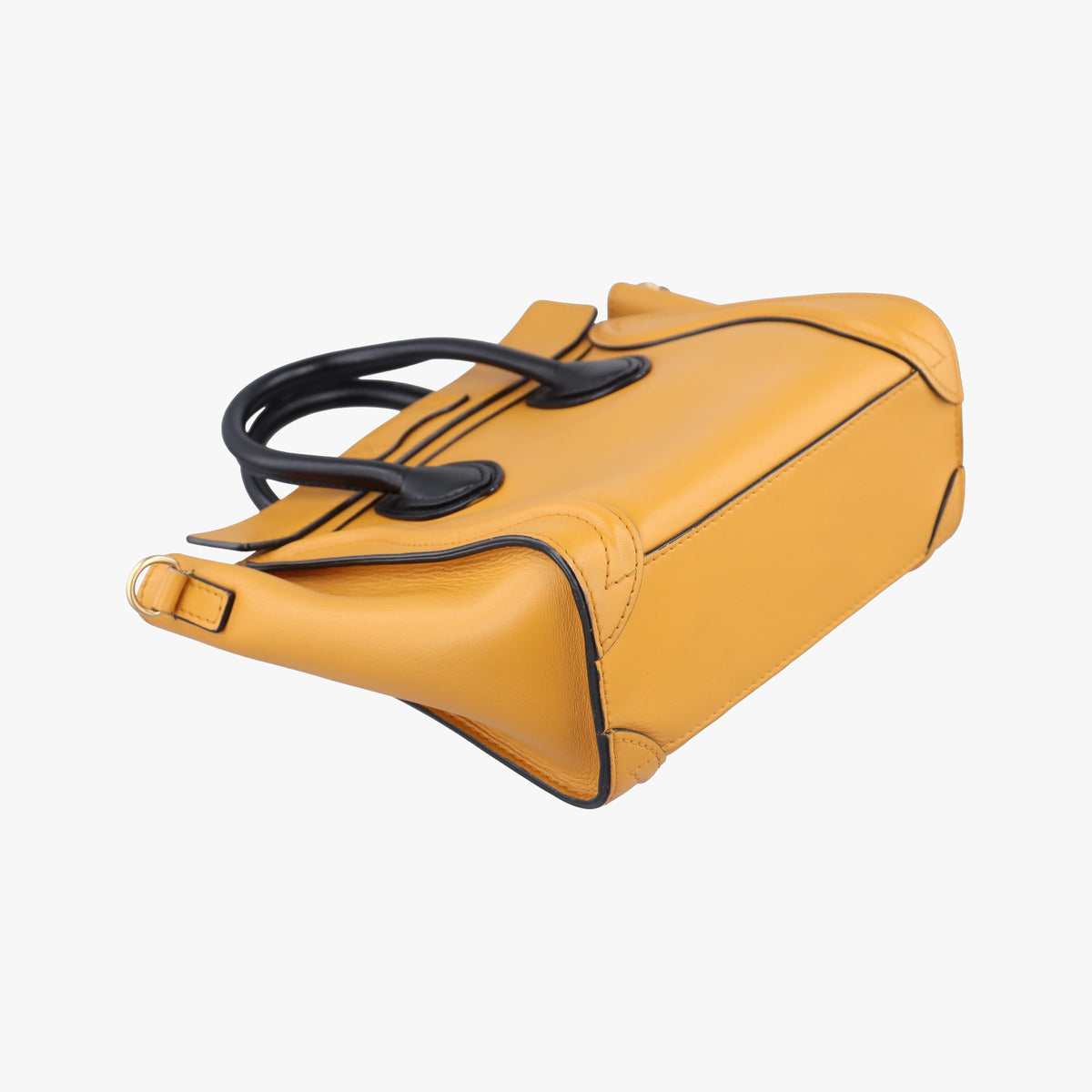 Pre-owned Celine luggage nano shopper Yellow×black Leather  shoulderbag | stylenewstar