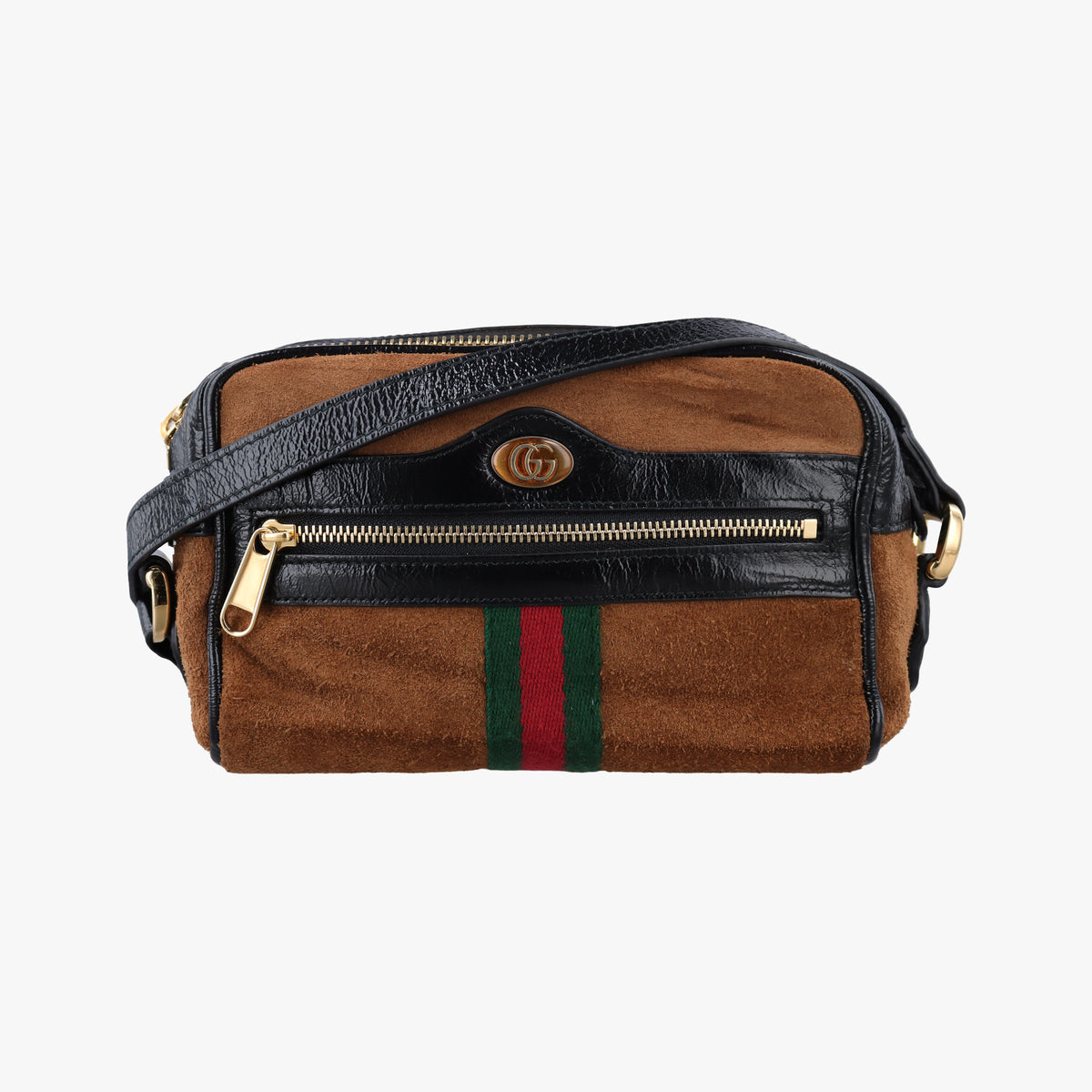 Pre-owned Gucci Ophidia Brown×black×multi Suede×leather 573321 shoulderbag | stylenewstar
