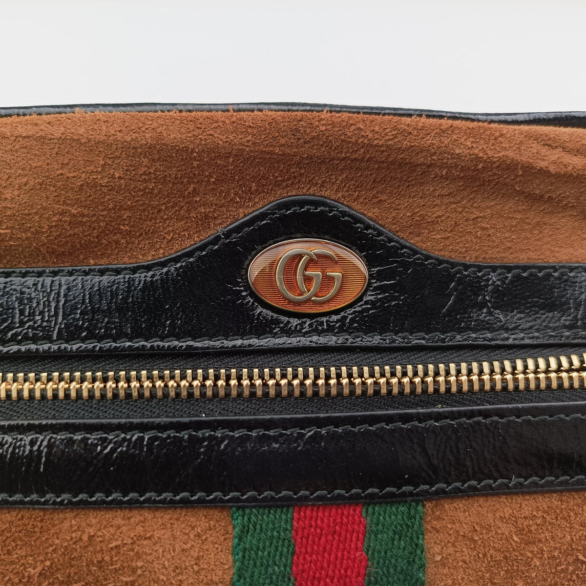 Pre-owned Gucci Ophidia Brown×black×multi Suede×leather 573321 shoulderbag | stylenewstar