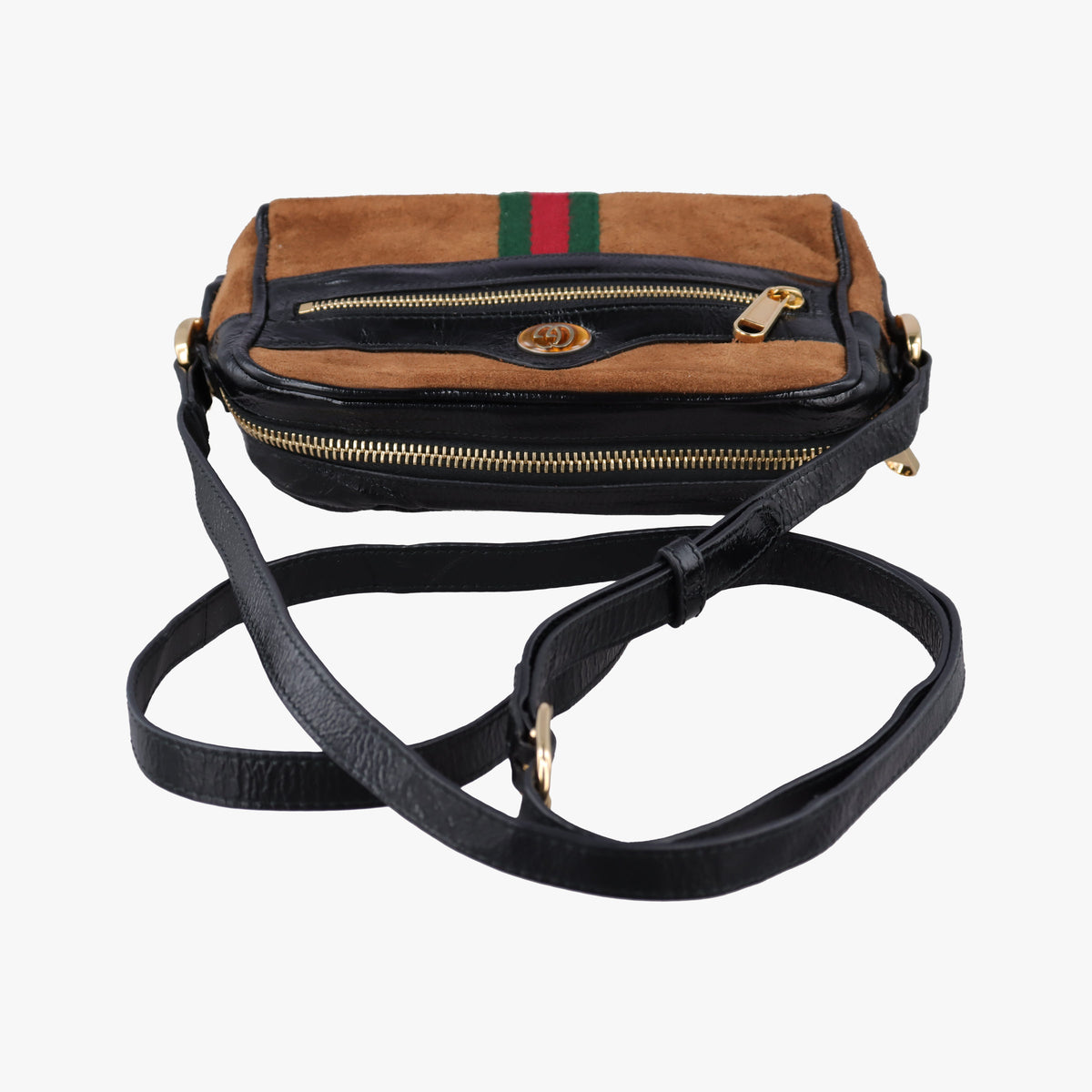 Pre-owned Gucci Ophidia Brown×black×multi Suede×leather 573321 shoulderbag | stylenewstar