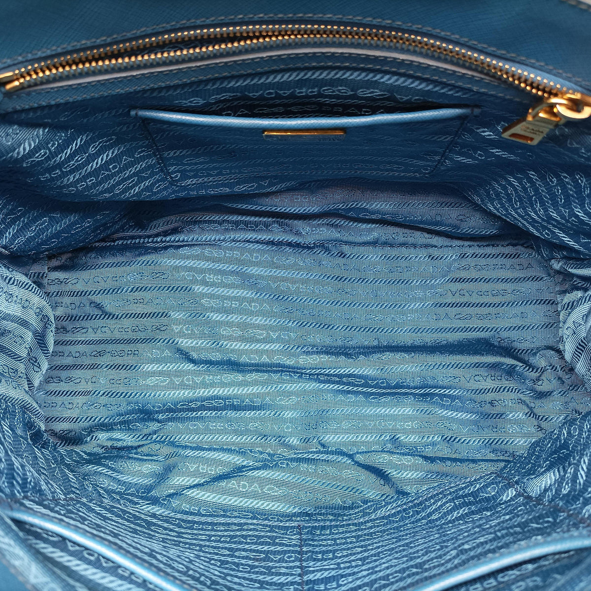 Pre-owned Prada Galleria Blue SAFFIANO Leather BN1786 handbag | stylenewstar