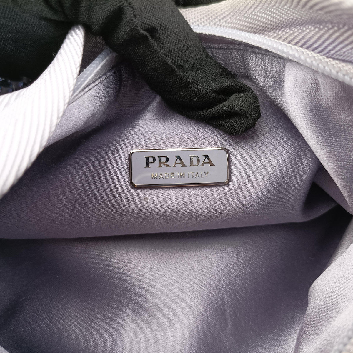 Pre-owned Prada Re-Edition 2000 Hobo Purple Satin×Rhinestones 1BC515 handbag | stylenewstar