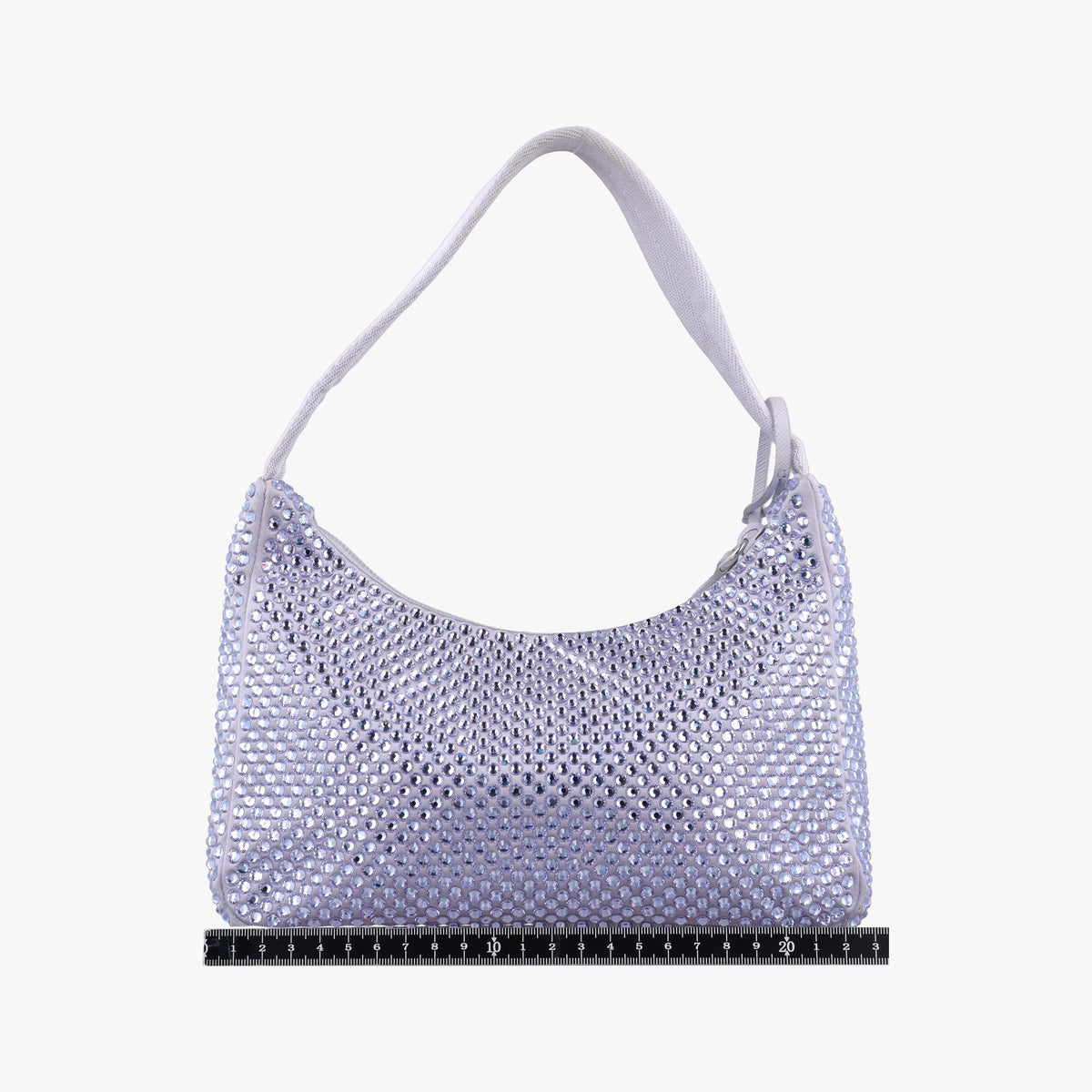 Pre-owned Prada Re-Edition 2000 Hobo Purple Satin×Rhinestones 1BC515 handbag | stylenewstar