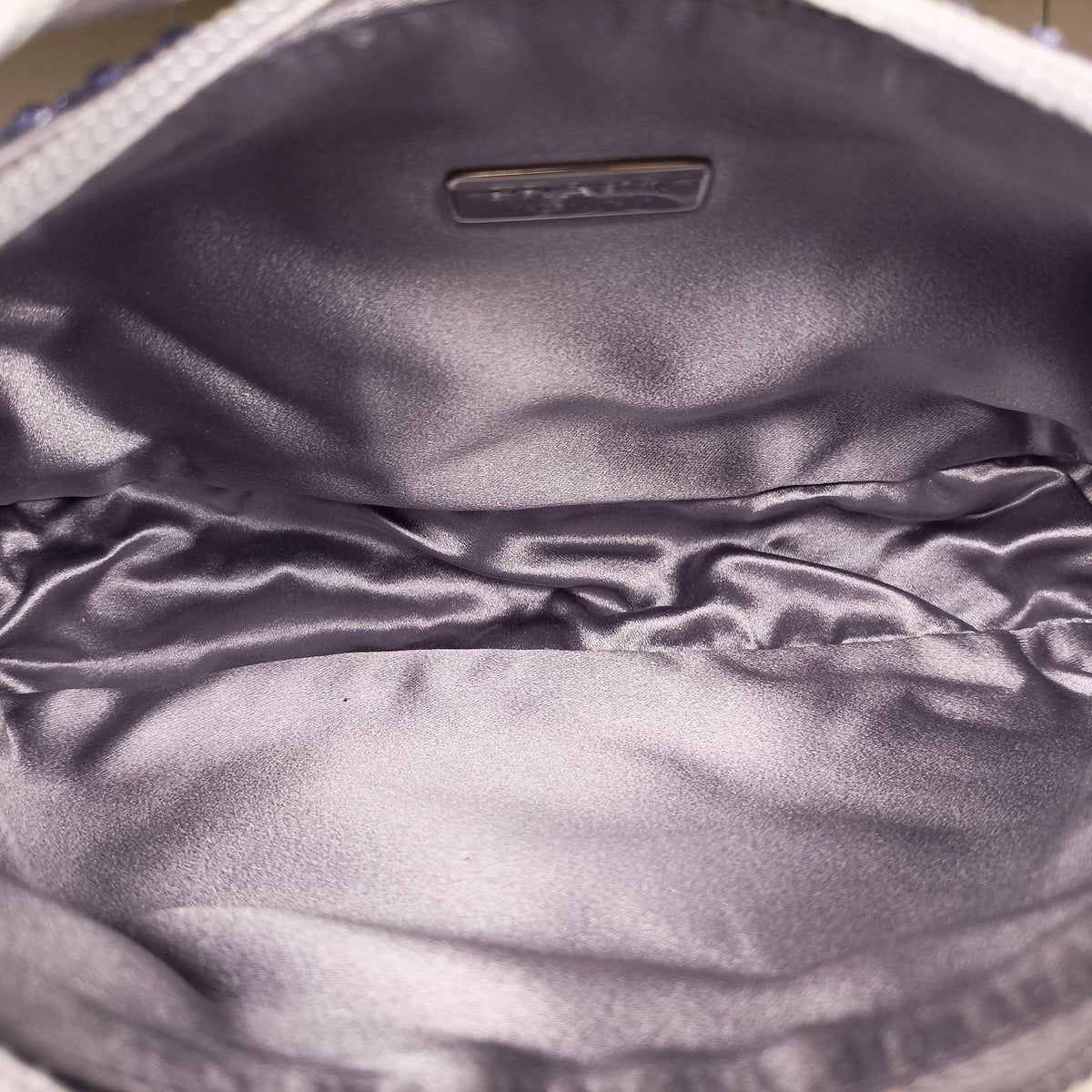 Pre-owned Prada Re-Edition 2000 Hobo Purple Satin×Rhinestones 1BC515 handbag | stylenewstar