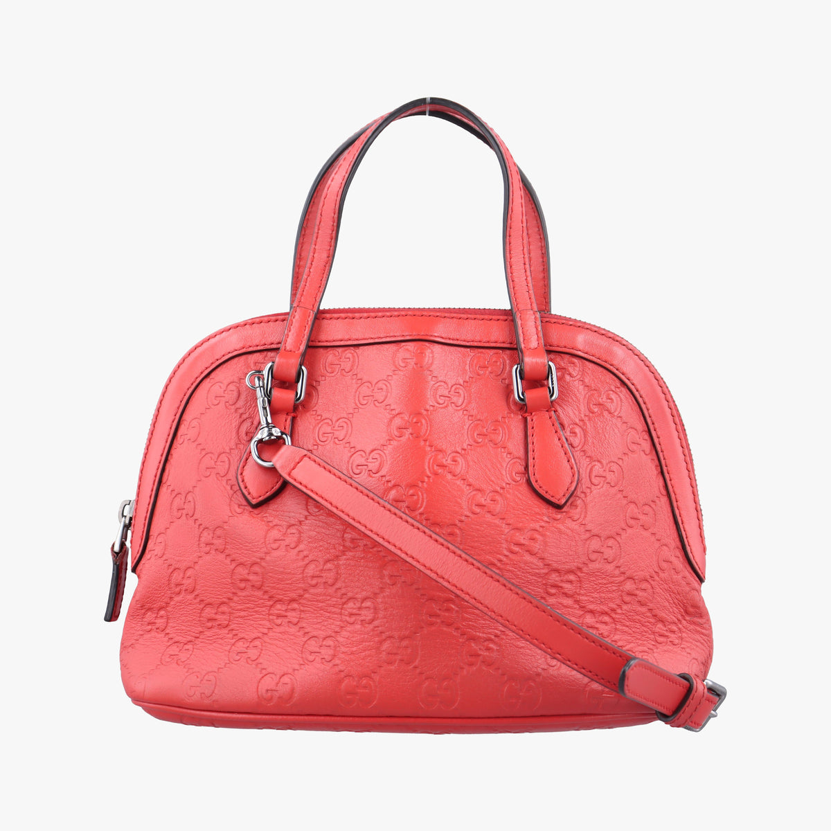 Pre-owned Gucci Microguccissima dome Red Leather 341504 shoulderbag | stylenewstar