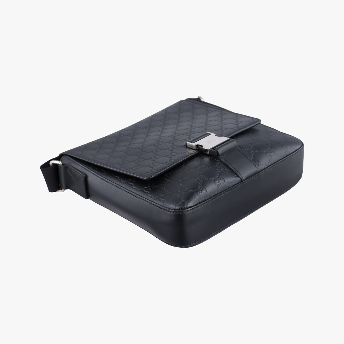 Pre-owned Gucci GG Plus GG Supreme Black Leather 406368 shoulderbag | stylenewstar