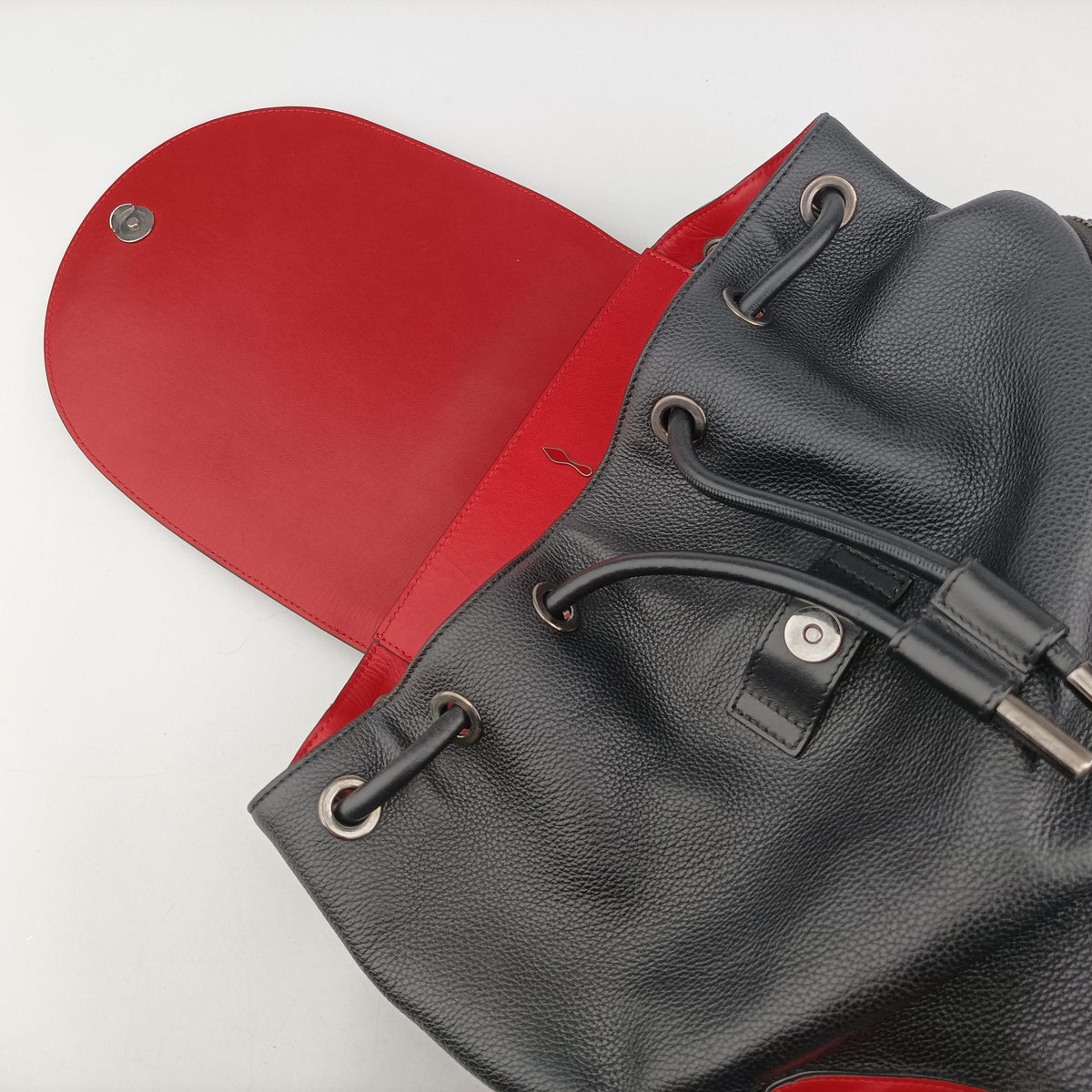 Pre-owned Christian Louboutin Explora funk Black×Red leather  backpack/rucksack | stylenewstar