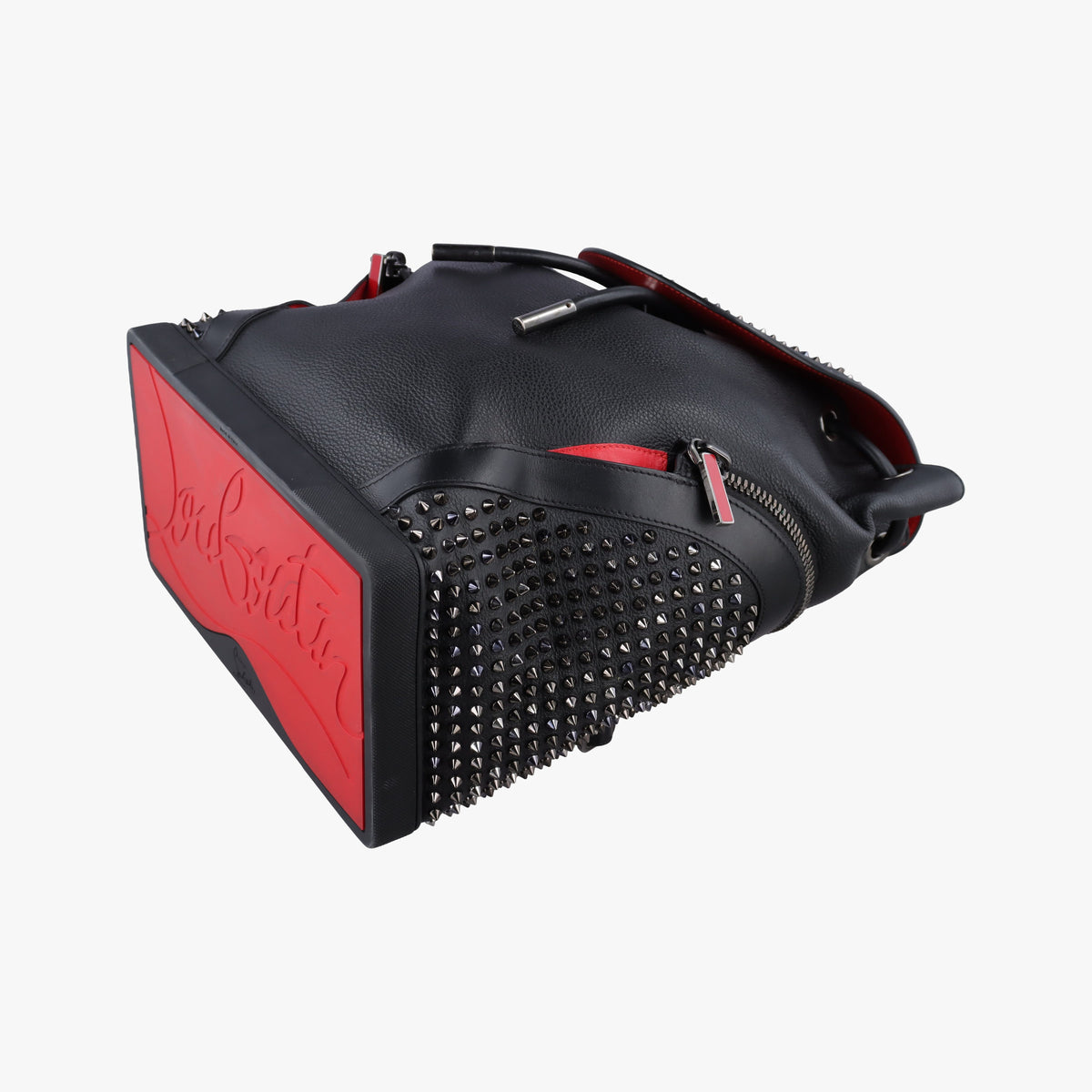 Pre-owned Christian Louboutin Explora funk Black×Red leather  backpack/rucksack | stylenewstar