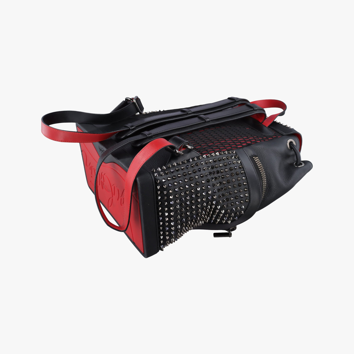 Pre-owned Christian Louboutin Explora funk Black×Red leather  backpack/rucksack | stylenewstar