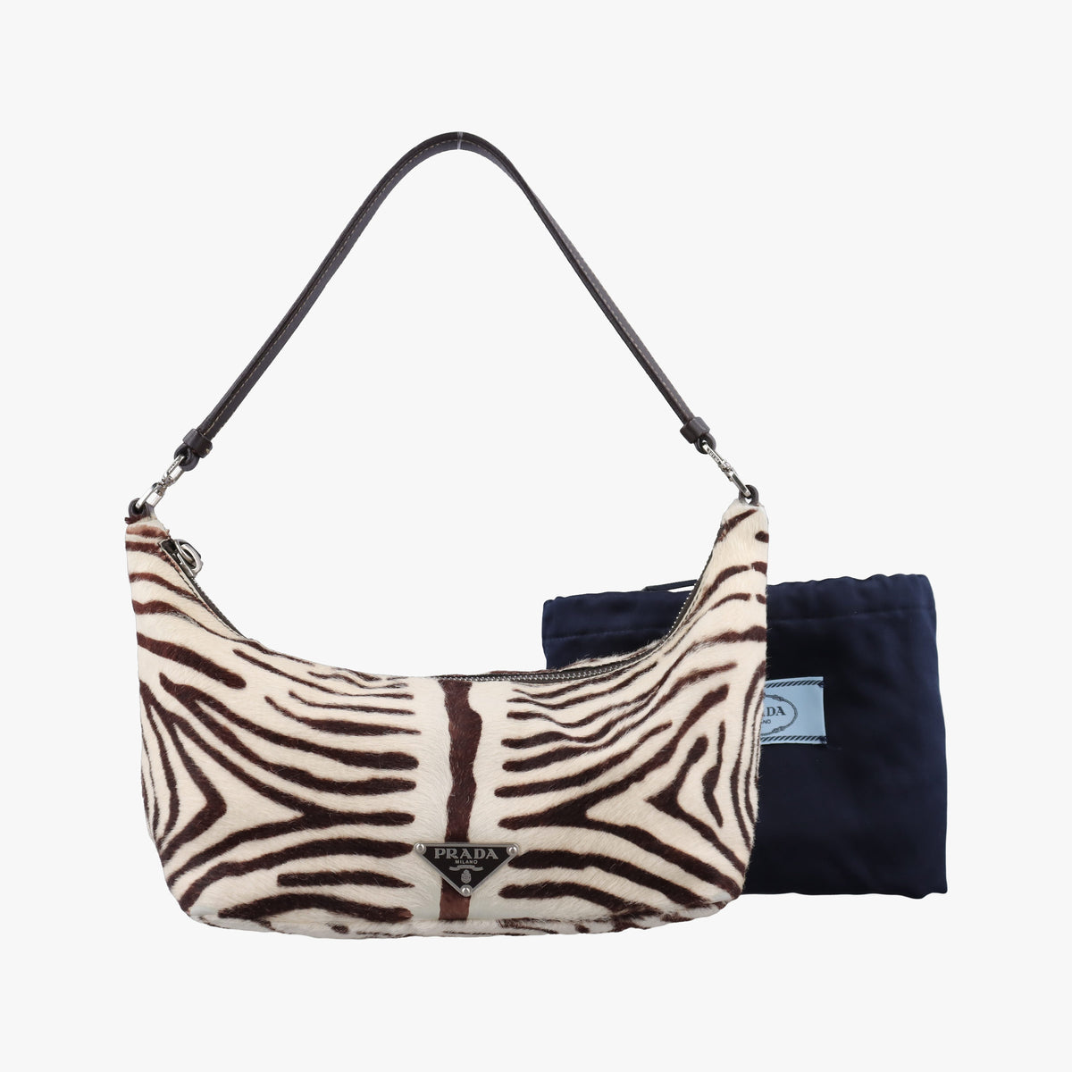 Secondhand Prada AnimalierZebra Print Brown×White Pony Hair  handbag | stylenewstar