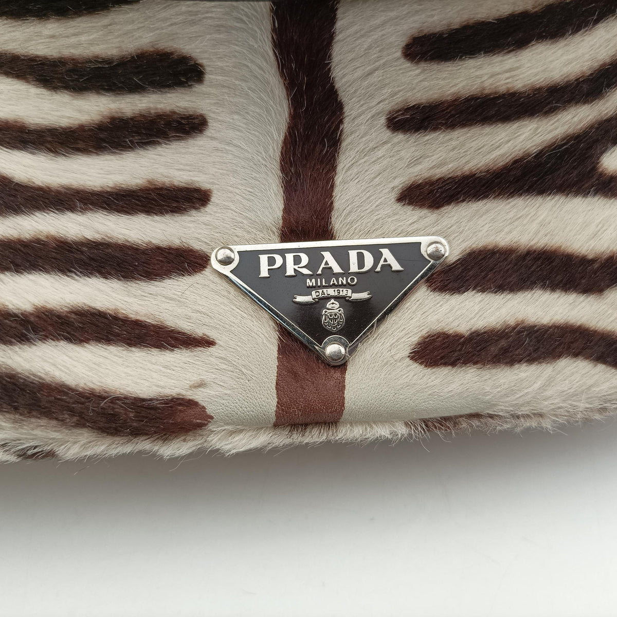 Secondhand Prada AnimalierZebra Print Brown×White Pony Hair  handbag | stylenewstar